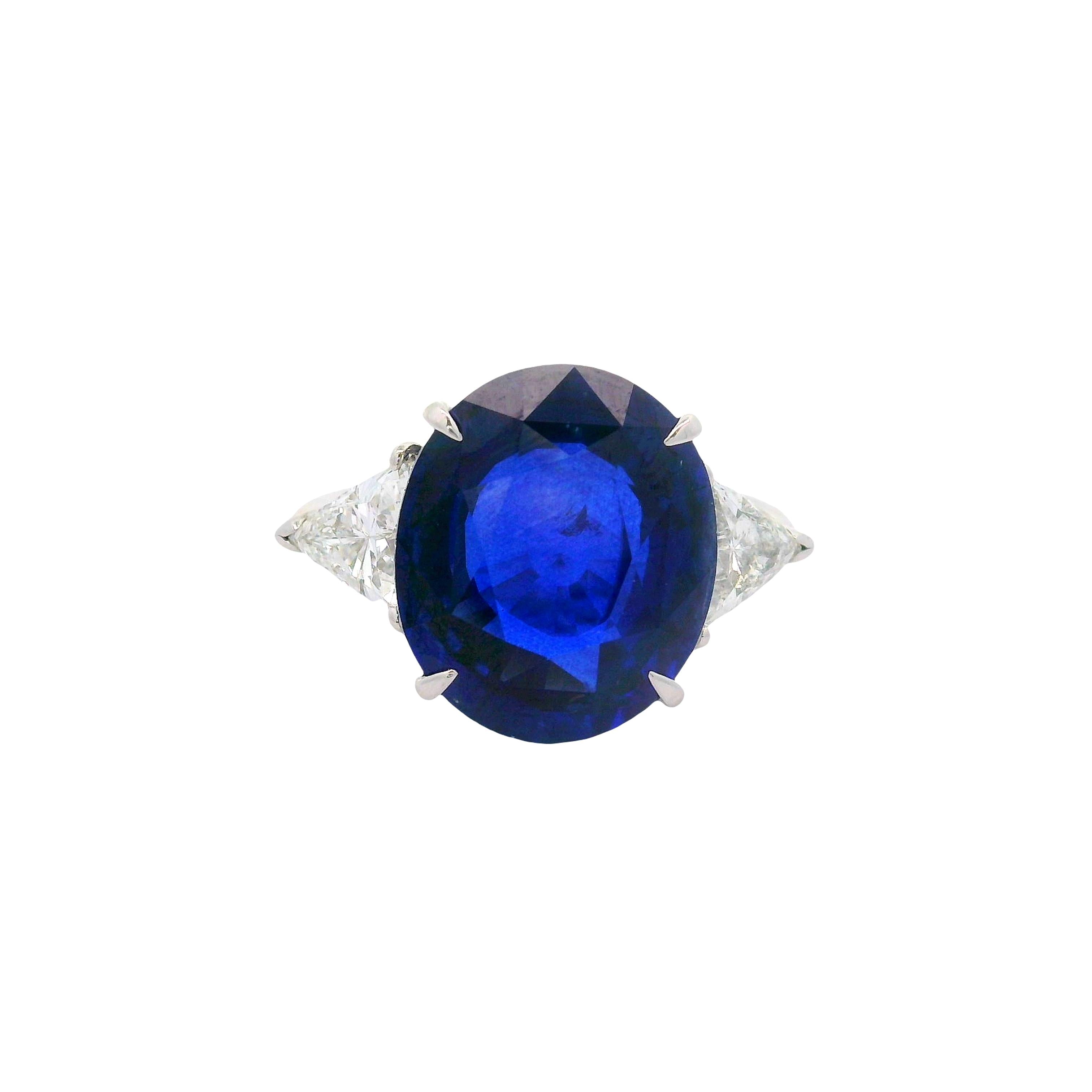 10.53 Carat Royal-Blue Ceylon Sapphire Diamond Platinum Ring, GRS Certified