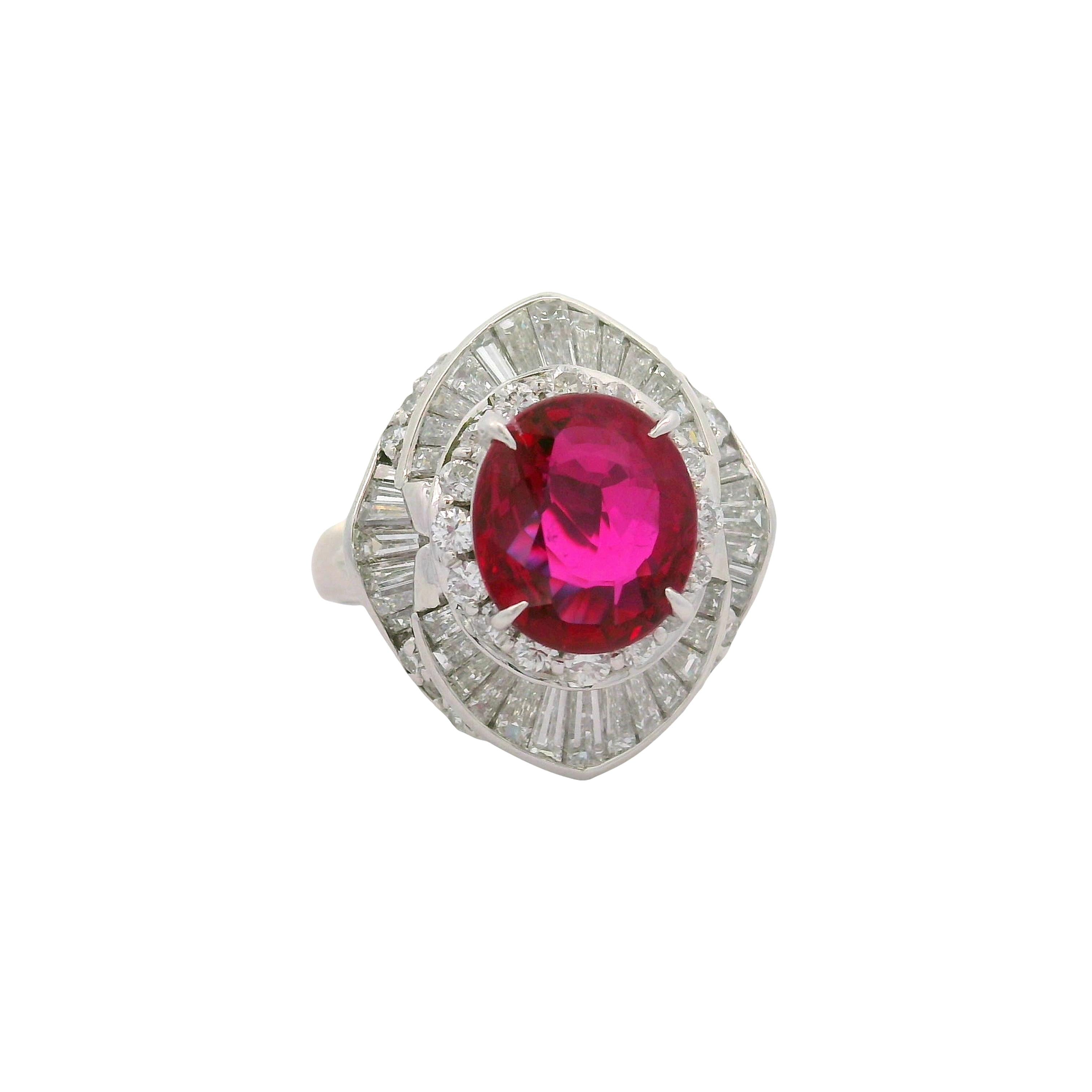 2.98 Carat Thai Ruby Diamond Platinum Ring, GIA Certified