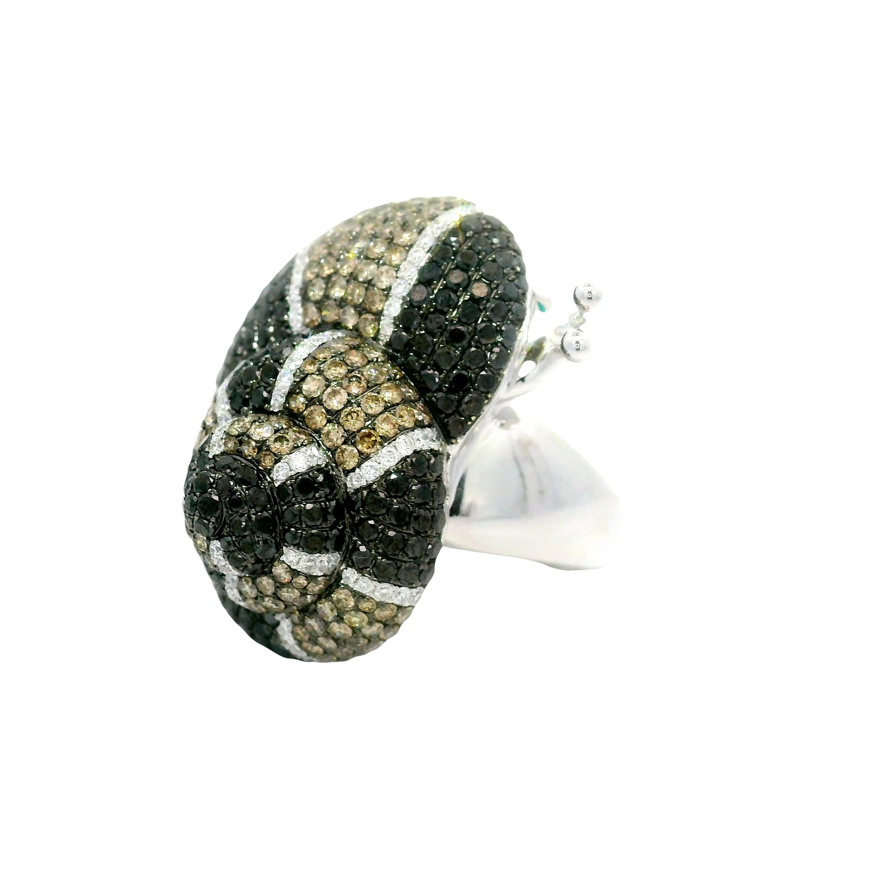 Diamond Pave 18k White Gold Snail Cocktail Ring