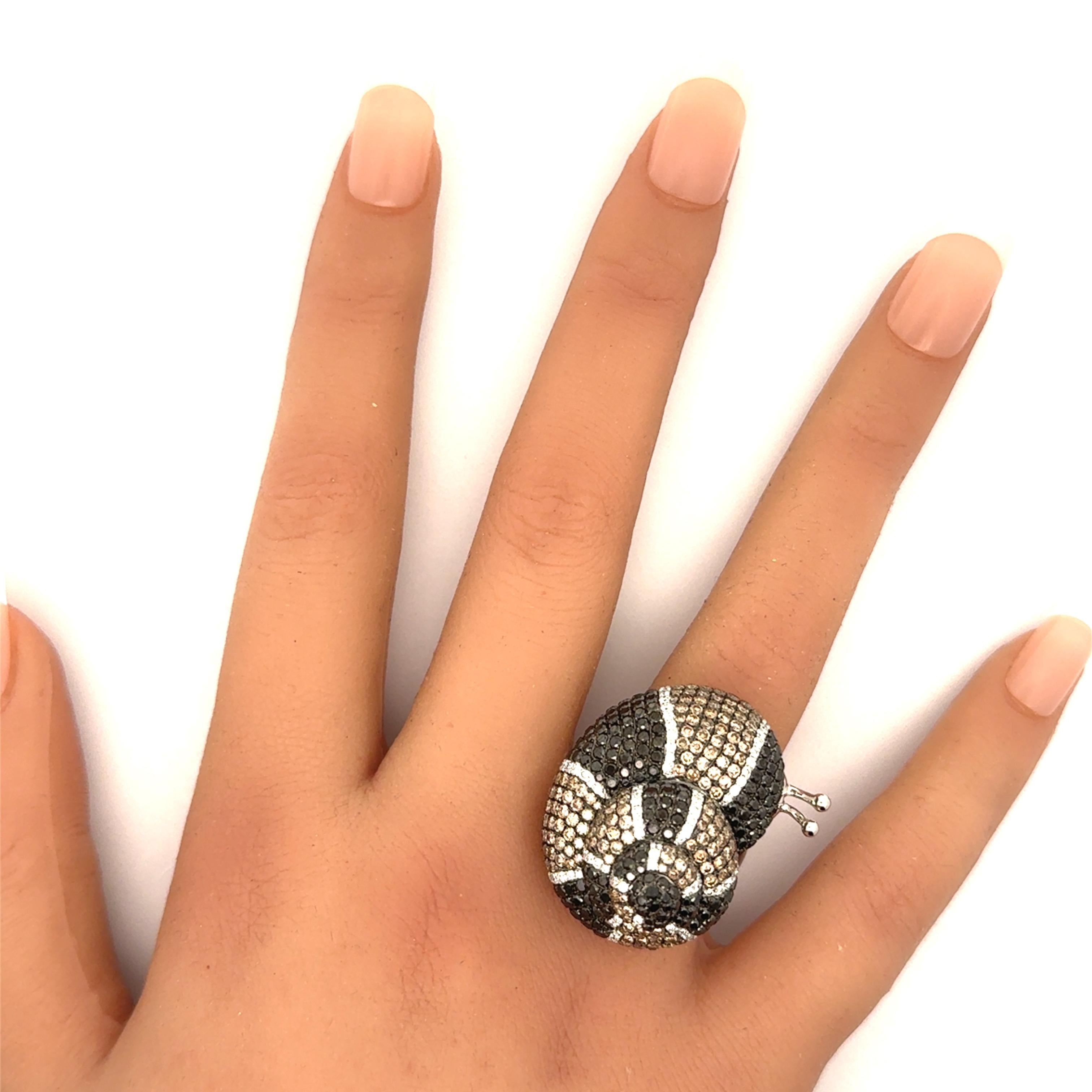 Diamond Pave 18k White Gold Snail Cocktail Ring