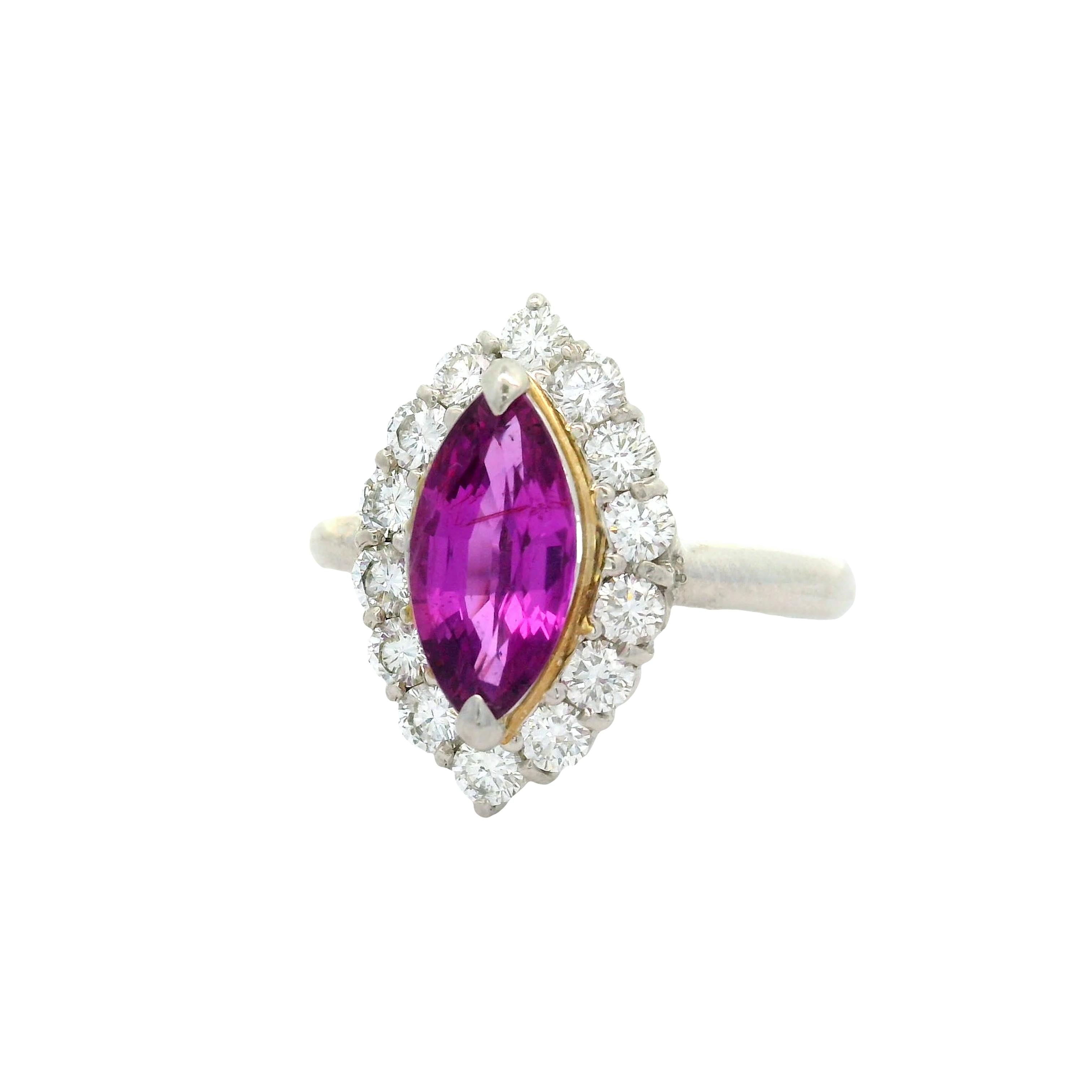 1.63 Carat No-Heat Pink Sapphire Diamond Platinum Ring, GIA Certified