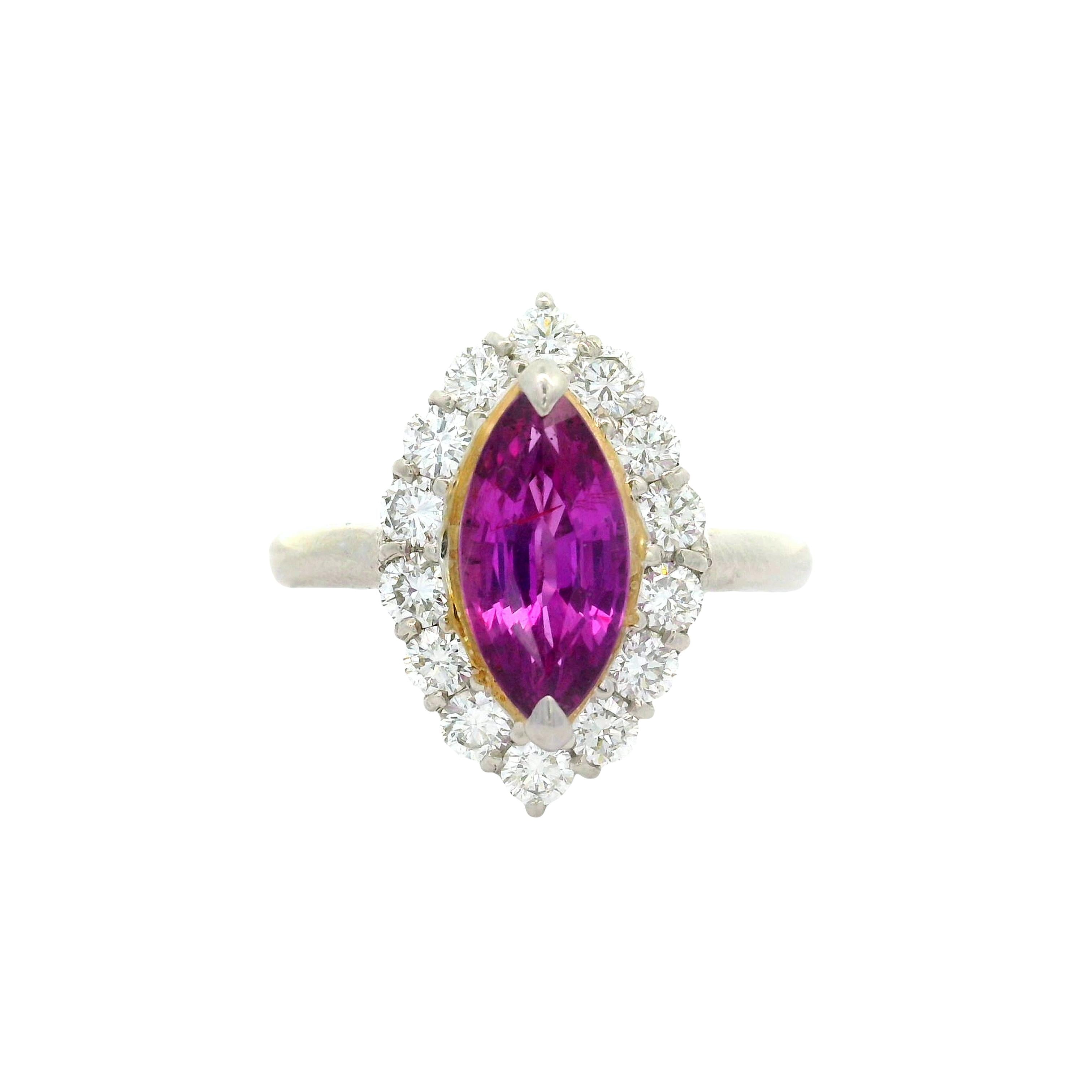 1.63 Carat No-Heat Pink Sapphire Diamond Platinum Ring, GIA Certified