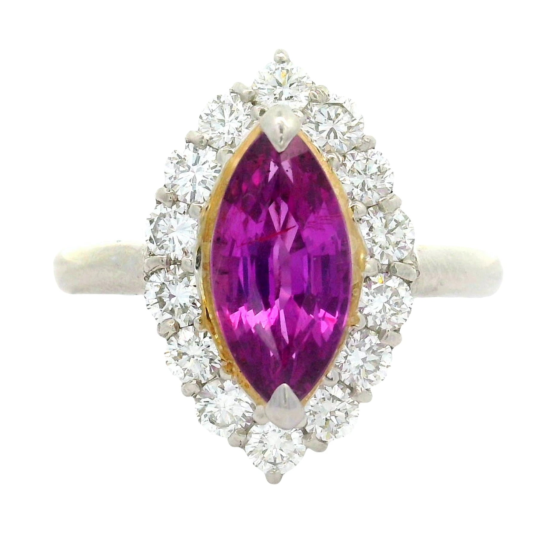 1.63 Carat No-Heat Pink Sapphire Diamond Platinum Ring, GIA Certified