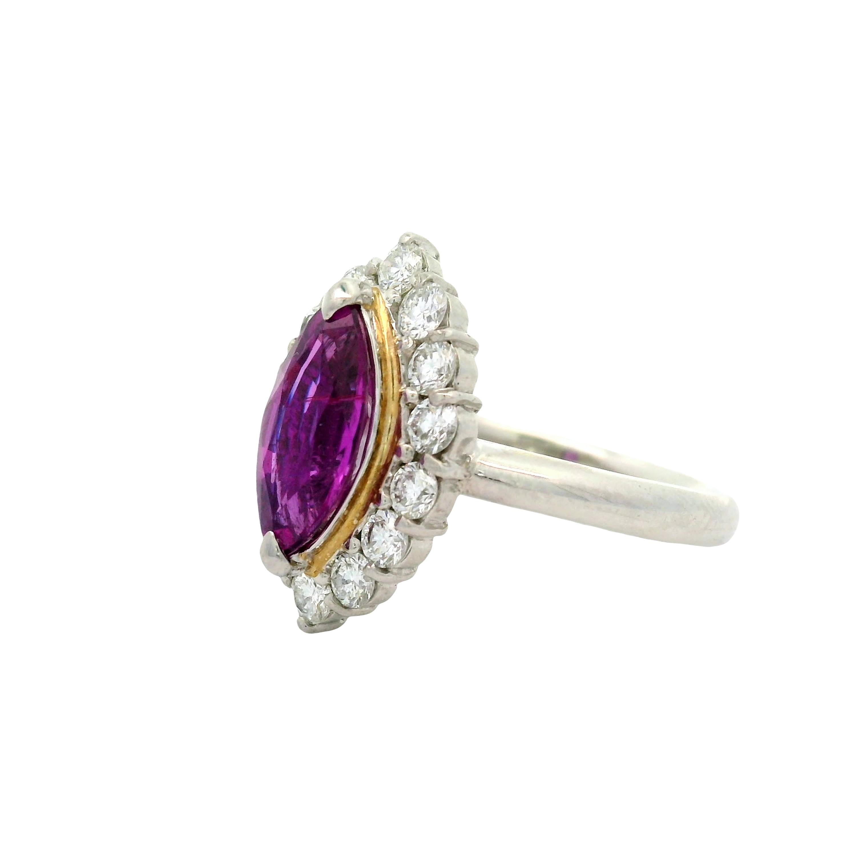 1.63 Carat No-Heat Pink Sapphire Diamond Platinum Ring, GIA Certified