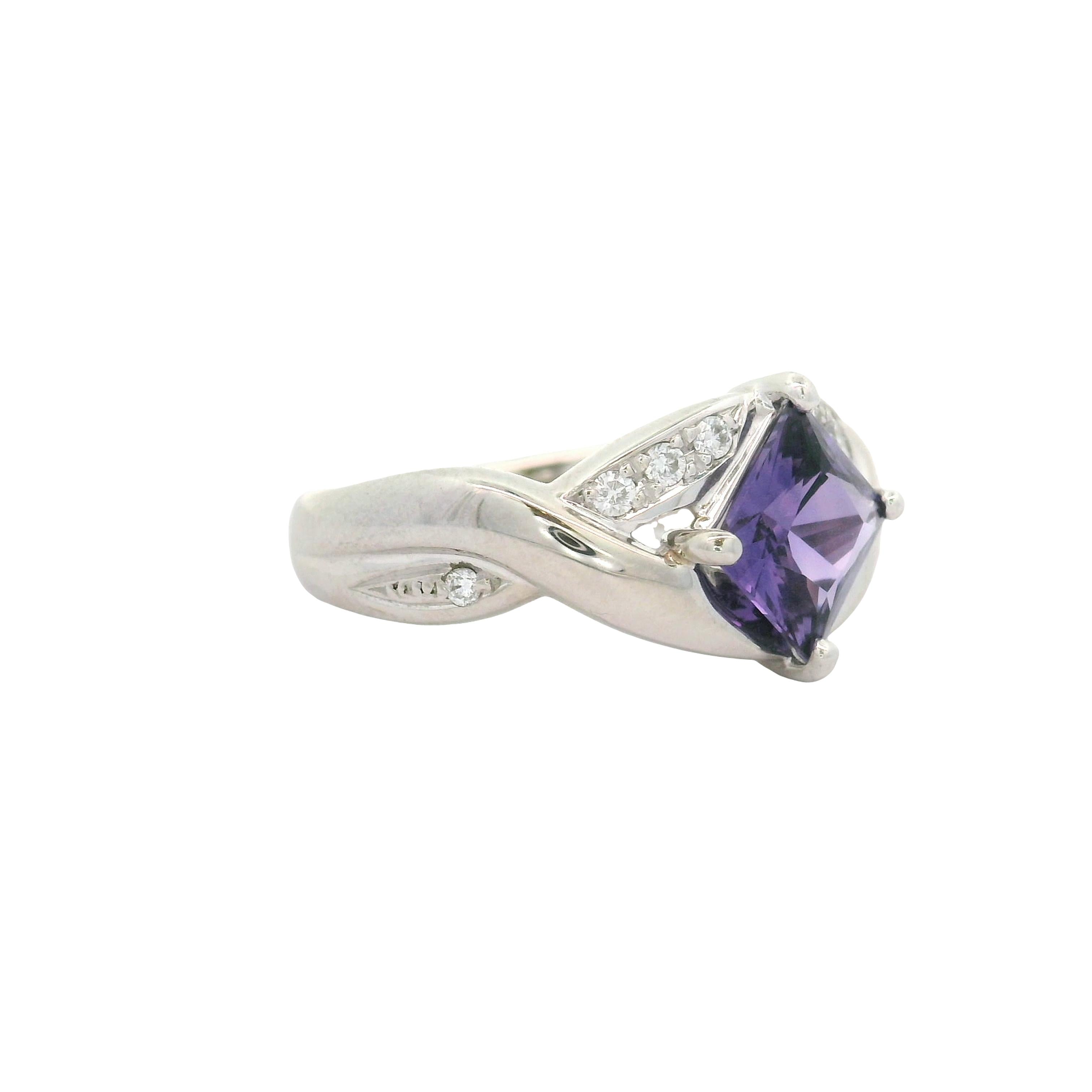 1.51 Carat No-Heat Purple Sapphire Diamond Platinum Ring, GIA Certified
