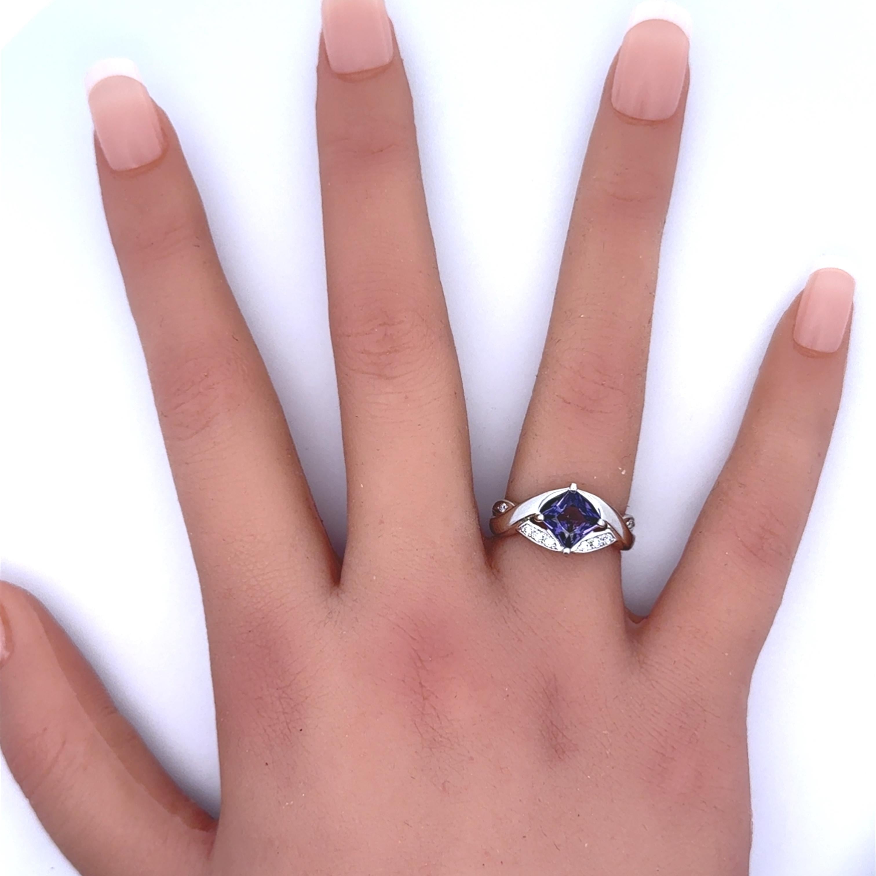 1.51 Carat No-Heat Purple Sapphire Diamond Platinum Ring, GIA Certified
