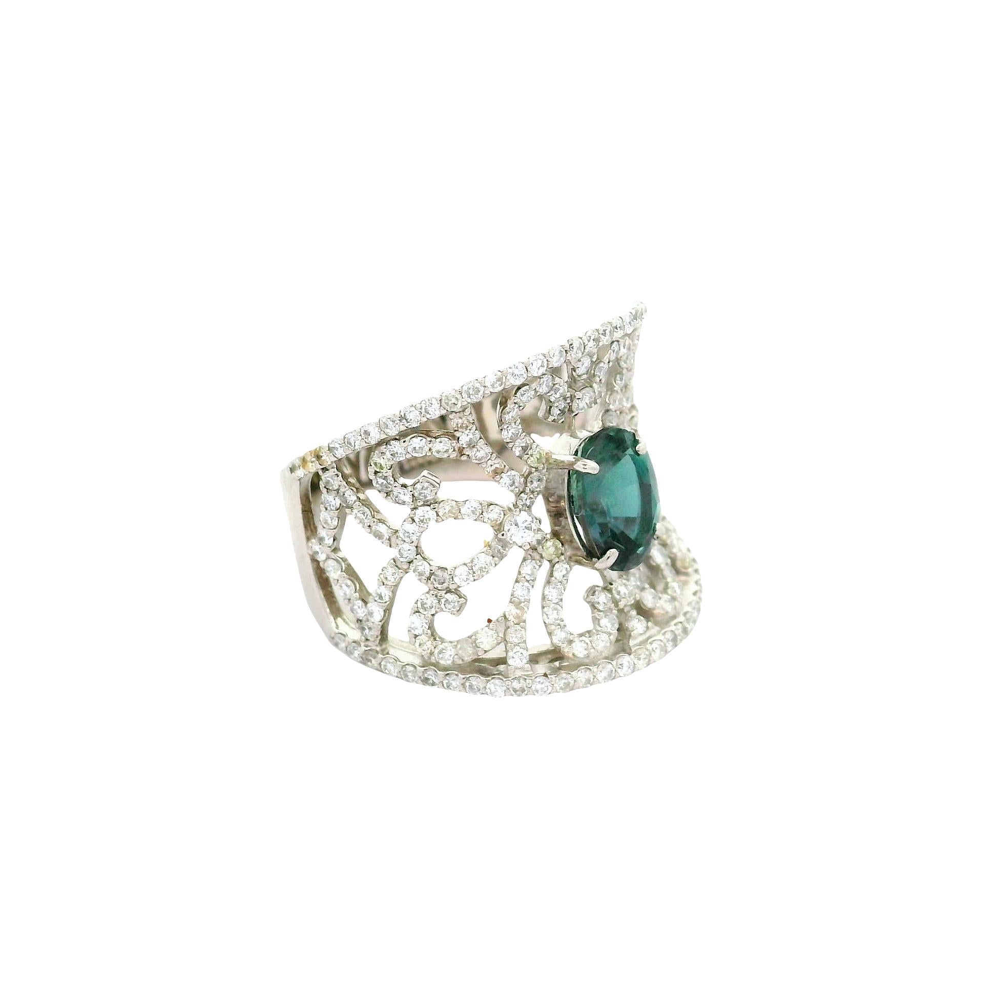 1.14 Carat Alexandrite Diamond Platinum Filigree Ring, GIA Certified