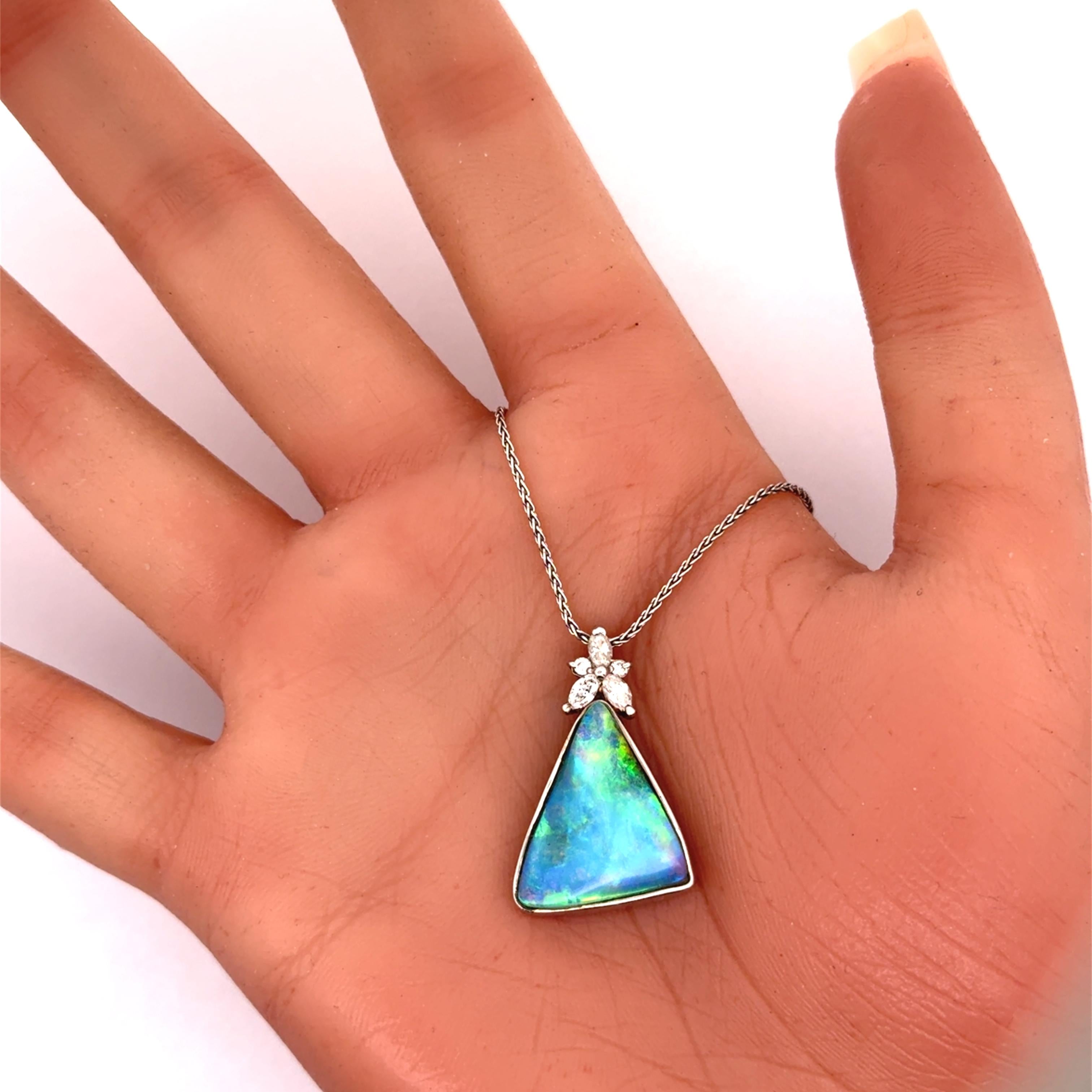 10.76 Carat Boulder Opal Diamond Platinum Necklace