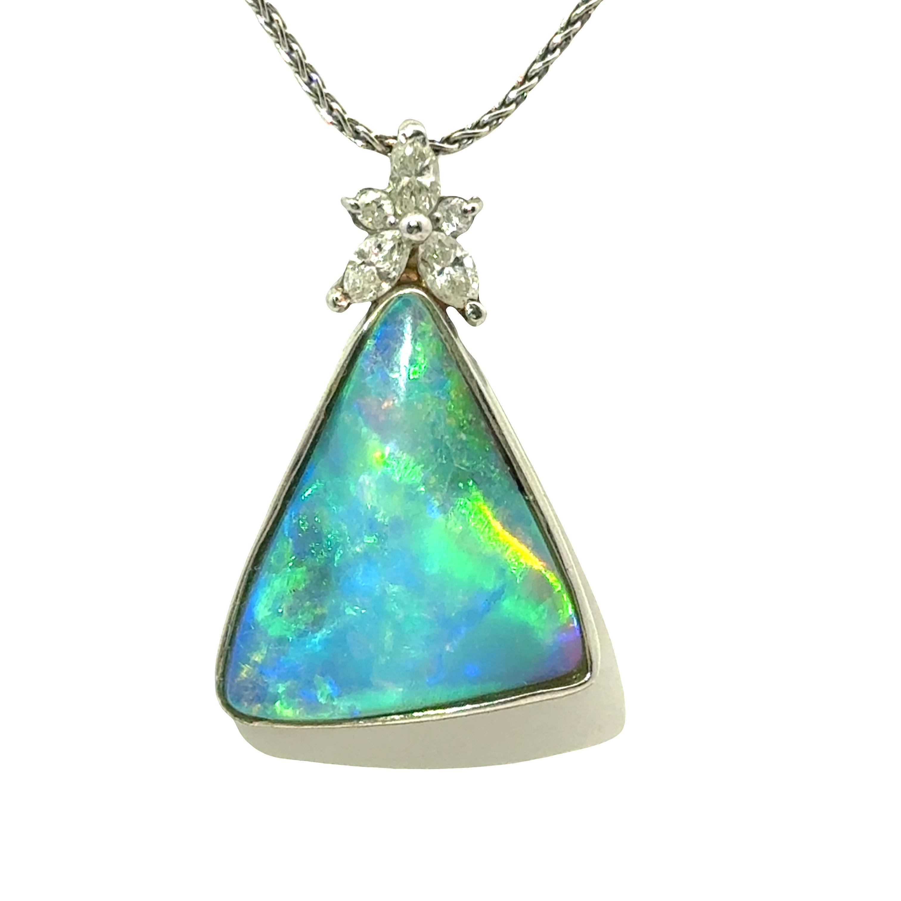 10.76 Carat Boulder Opal Diamond Platinum Necklace