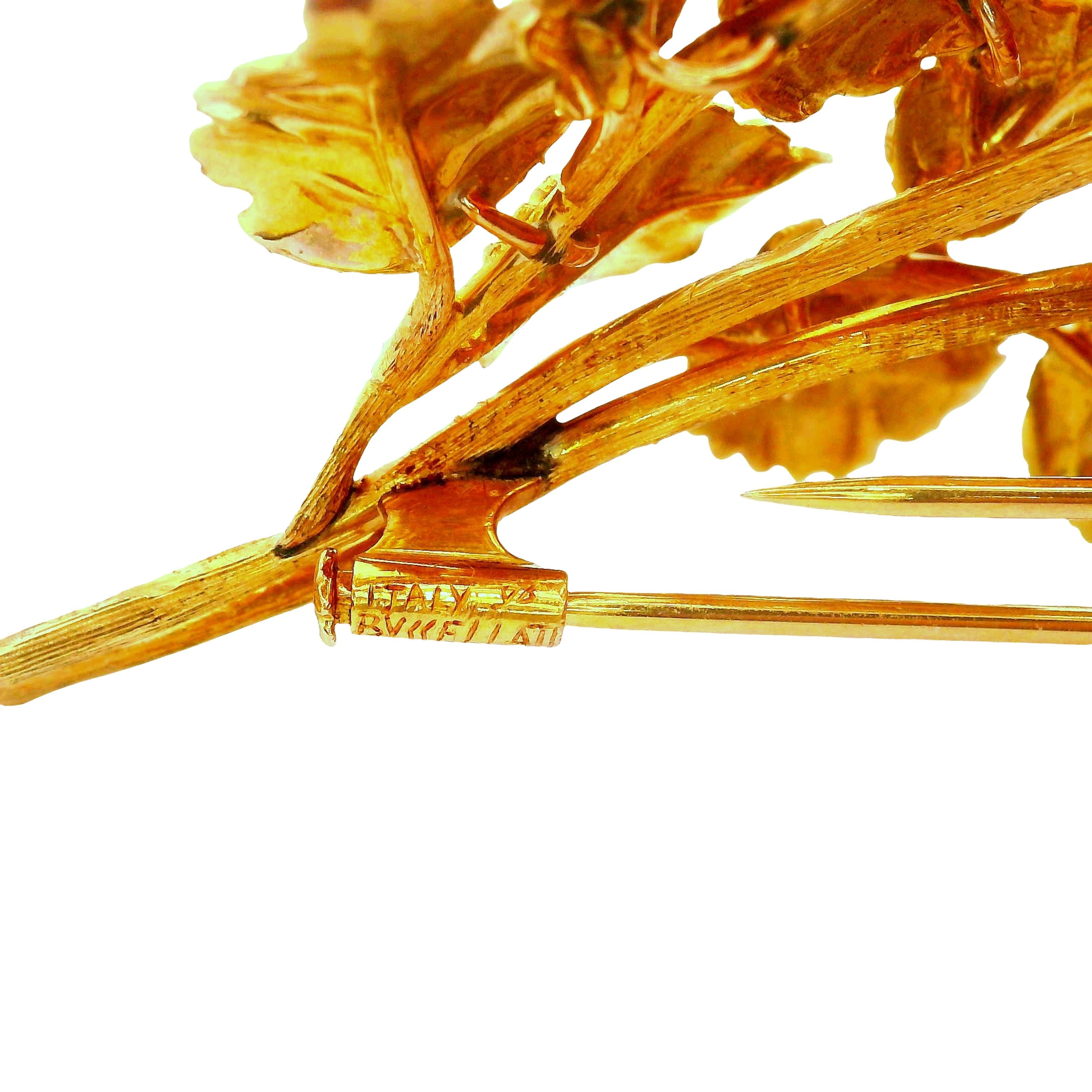 Italian Buccelatti 18K Gold Flower Bouquet Brooch