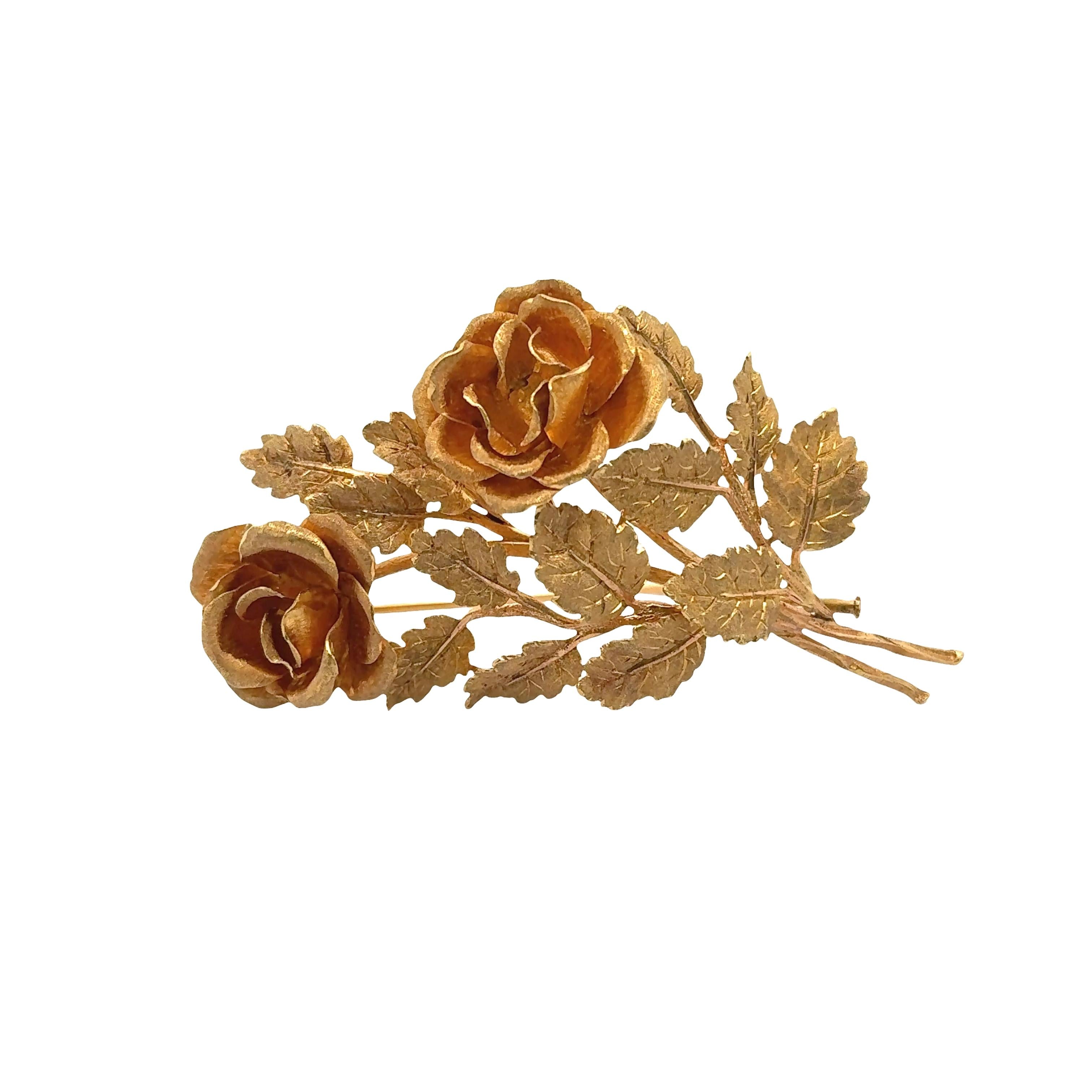 Italian Buccelatti 18K Gold Flower Bouquet Brooch