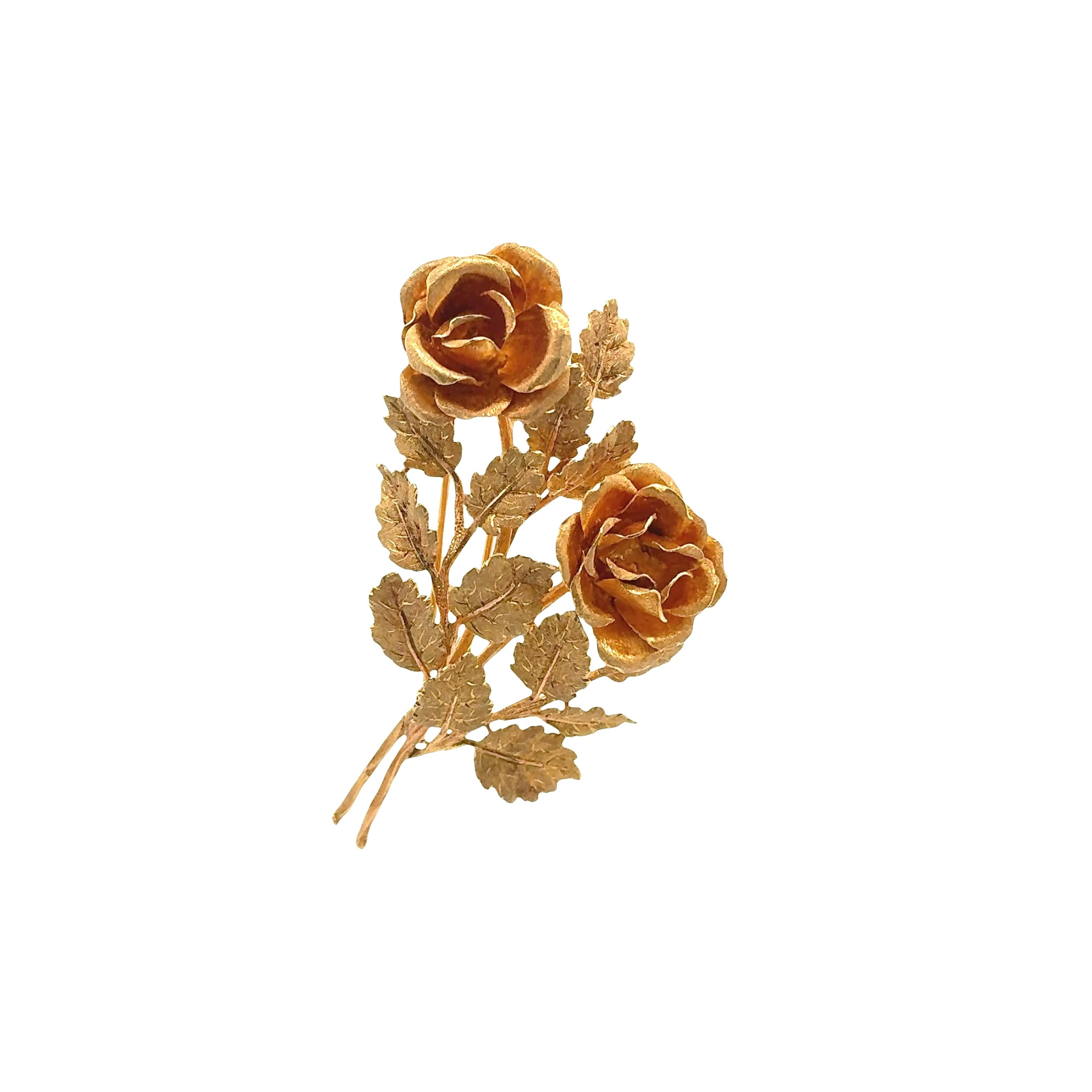 Italian Buccelatti 18K Gold Flower Bouquet Brooch