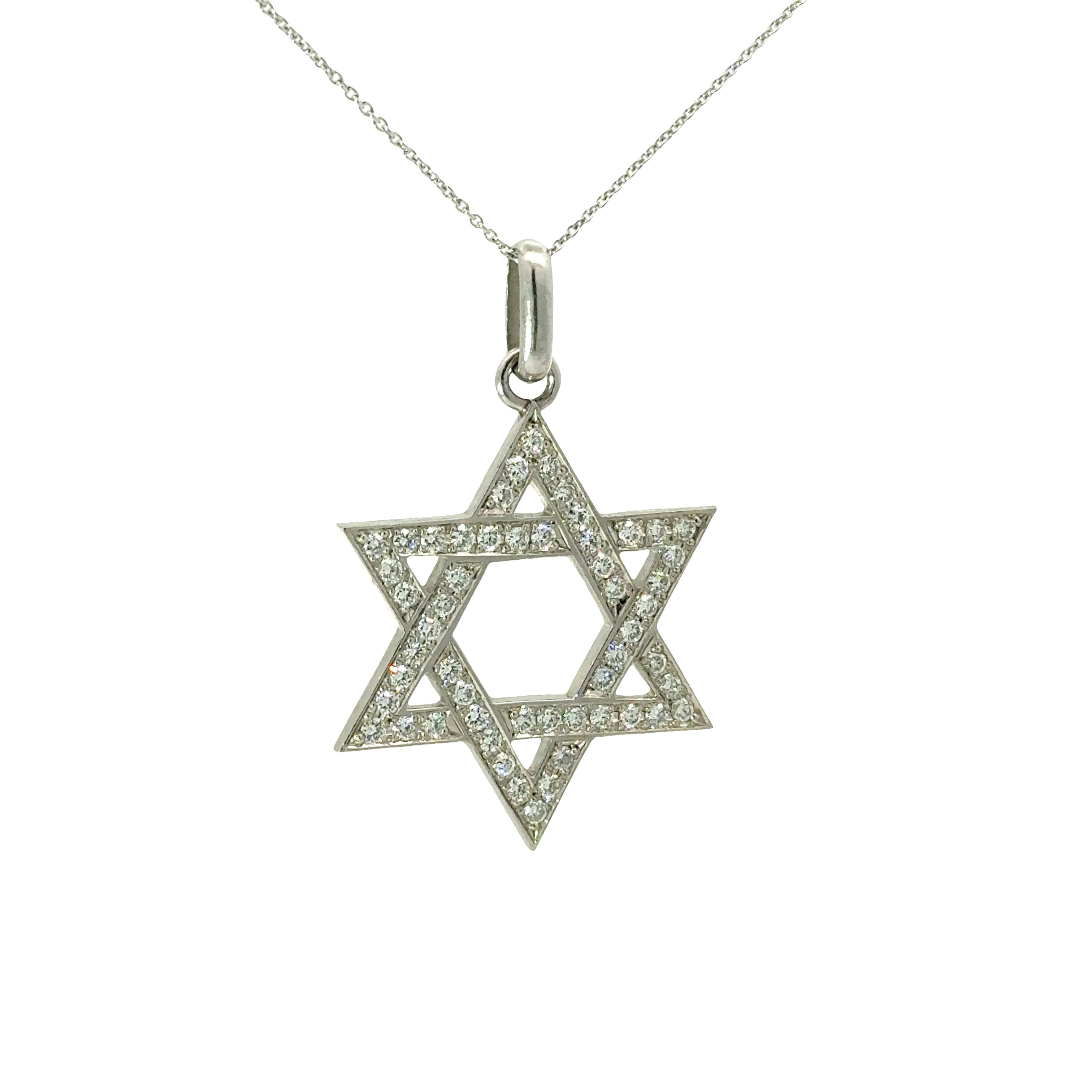 Diamond Platinum Star-of-David Pendant Necklace