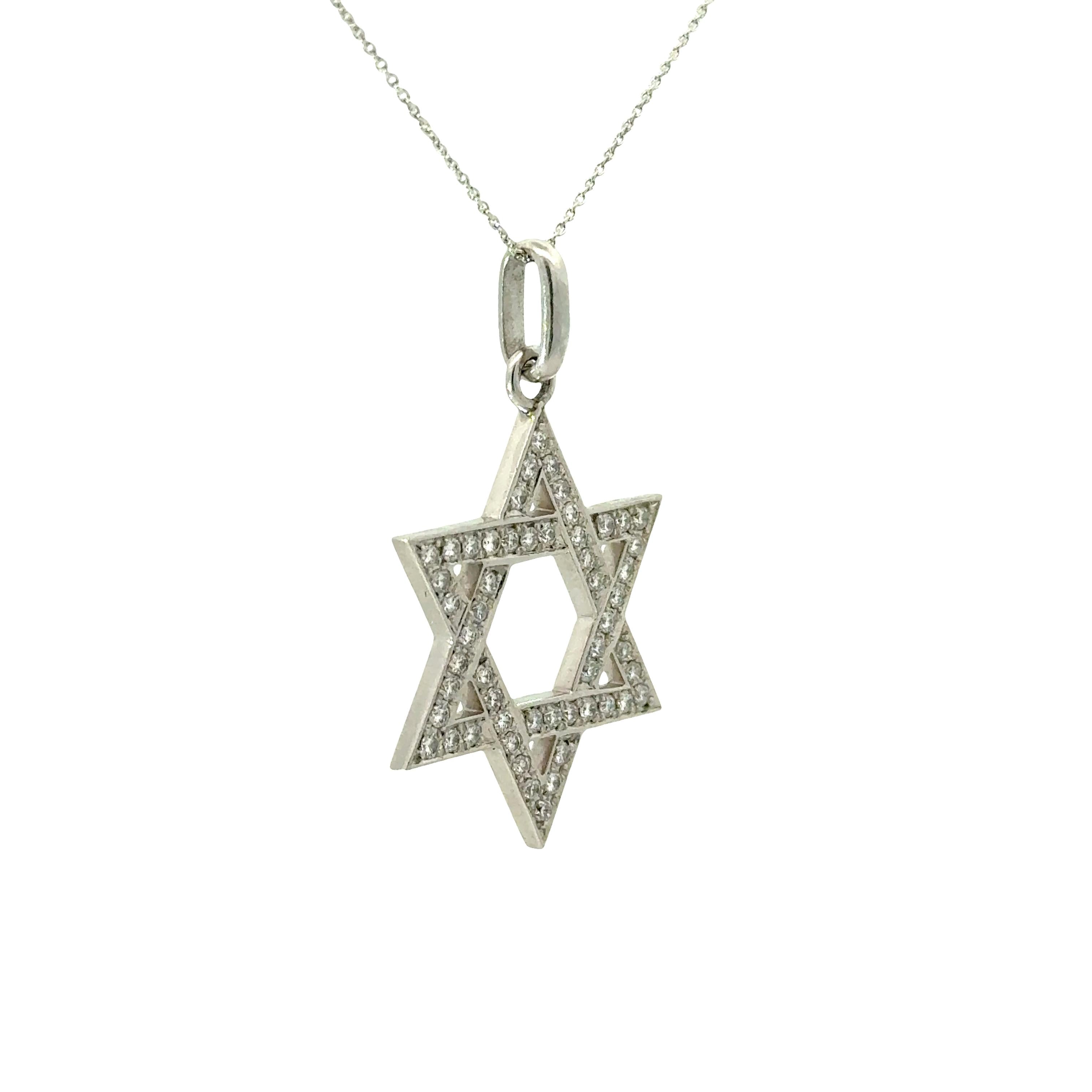 Diamond Platinum Star-of-David Pendant Necklace