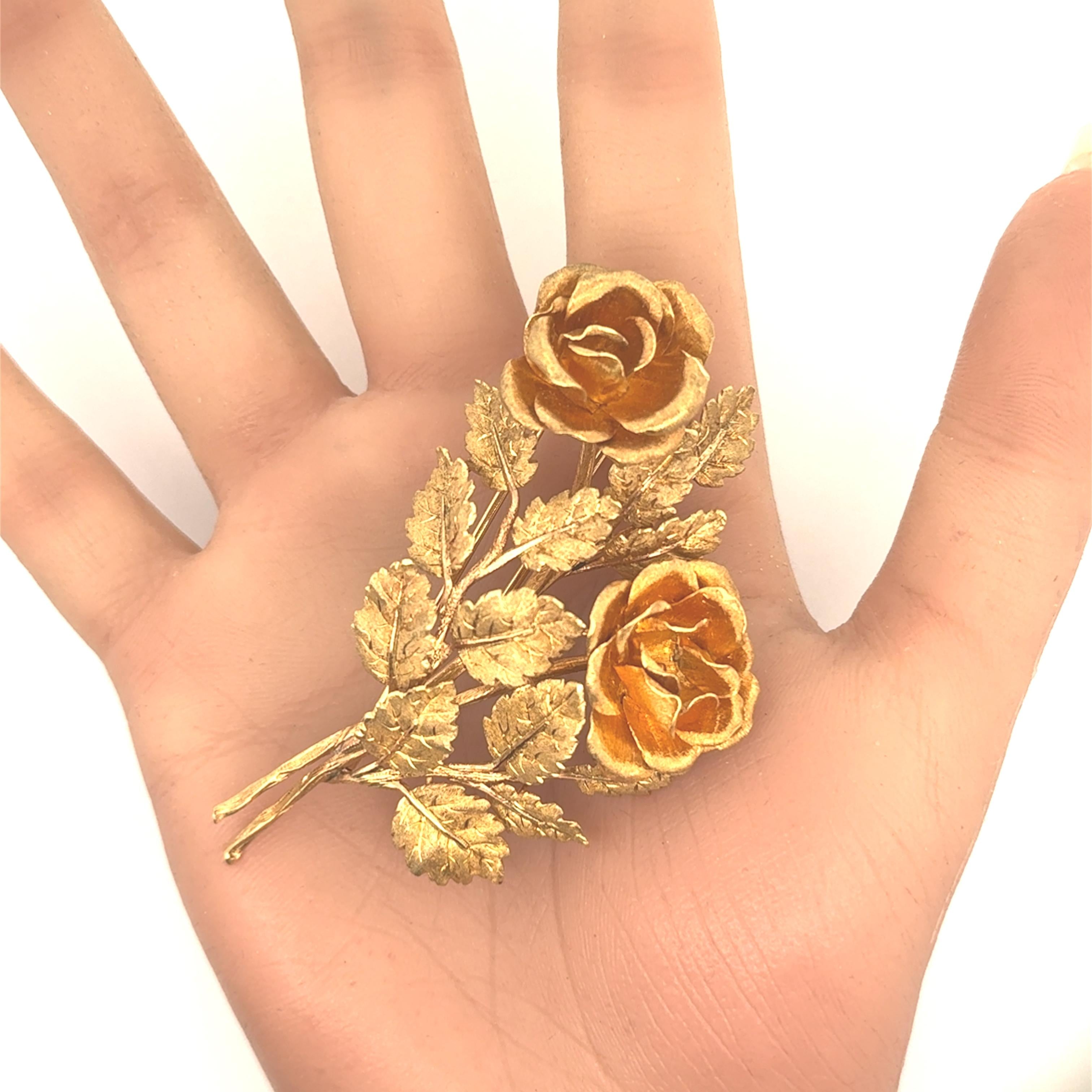 Italian Buccelatti 18K Gold Flower Bouquet Brooch