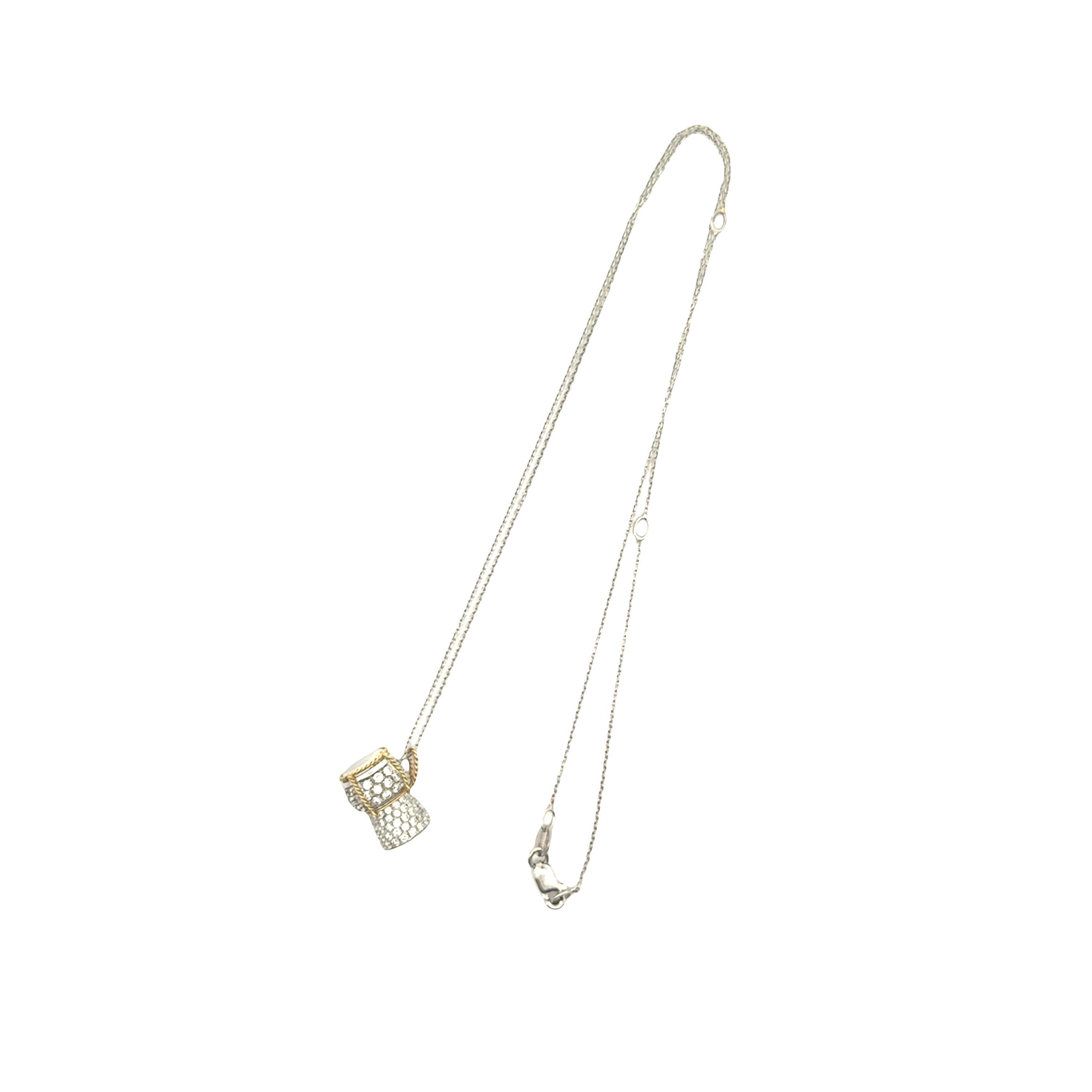 Roberto Coin Diamond Ruby 18K Yellow White Gold Drum Pendant Necklace