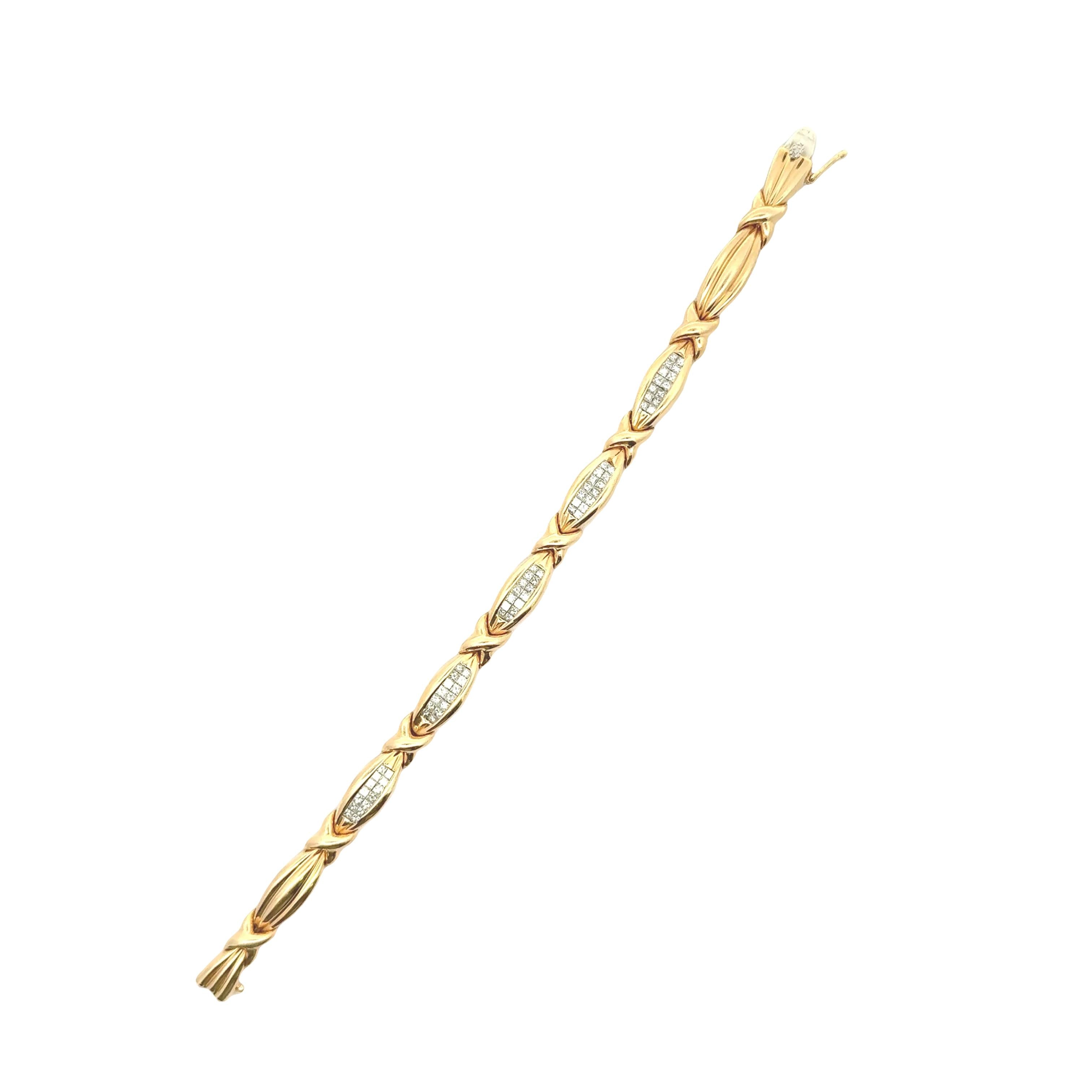 Diamond 14K Yellow Gold Intertwined Link Bracelet