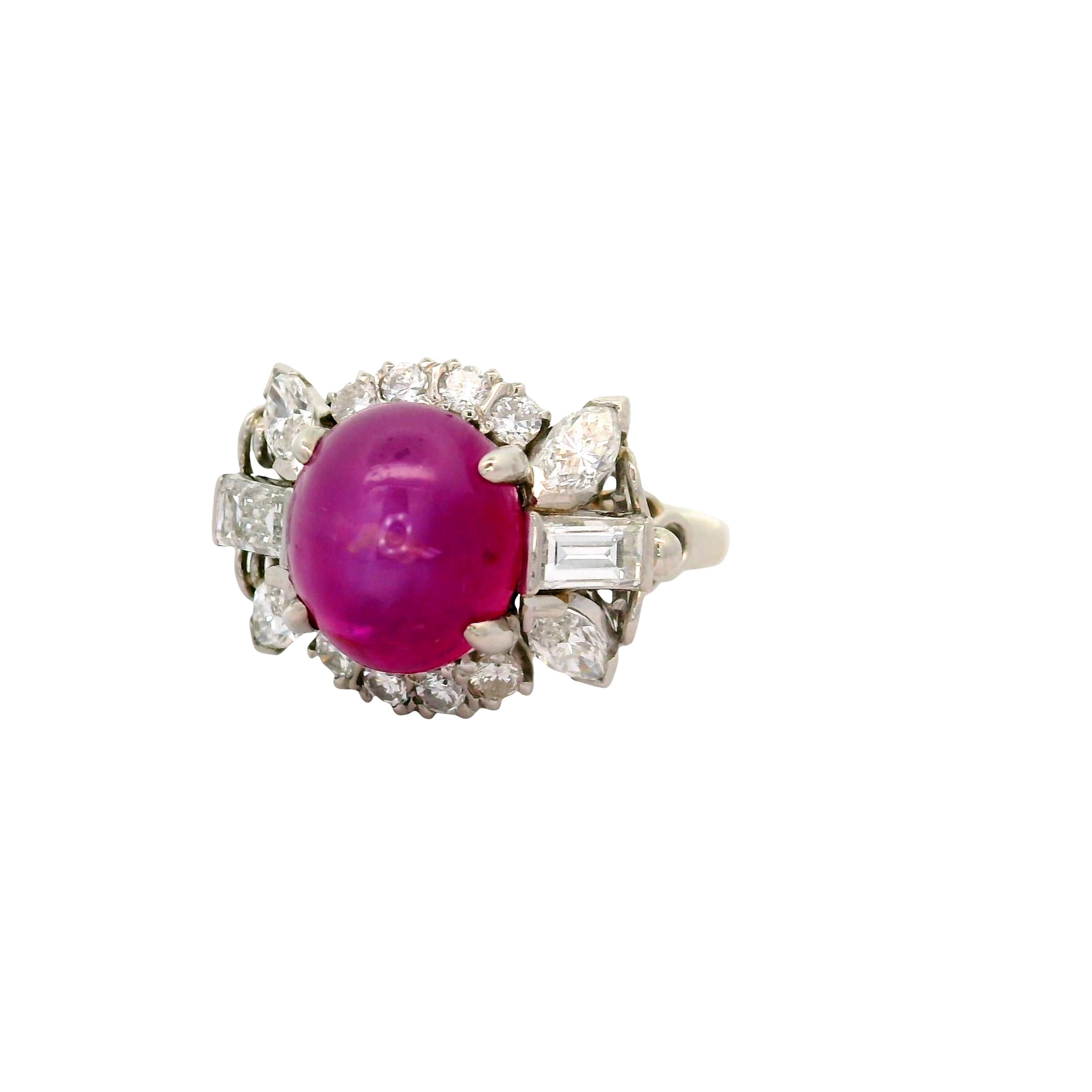 5.00 Carat Star Ruby Diamond Platinum Ring