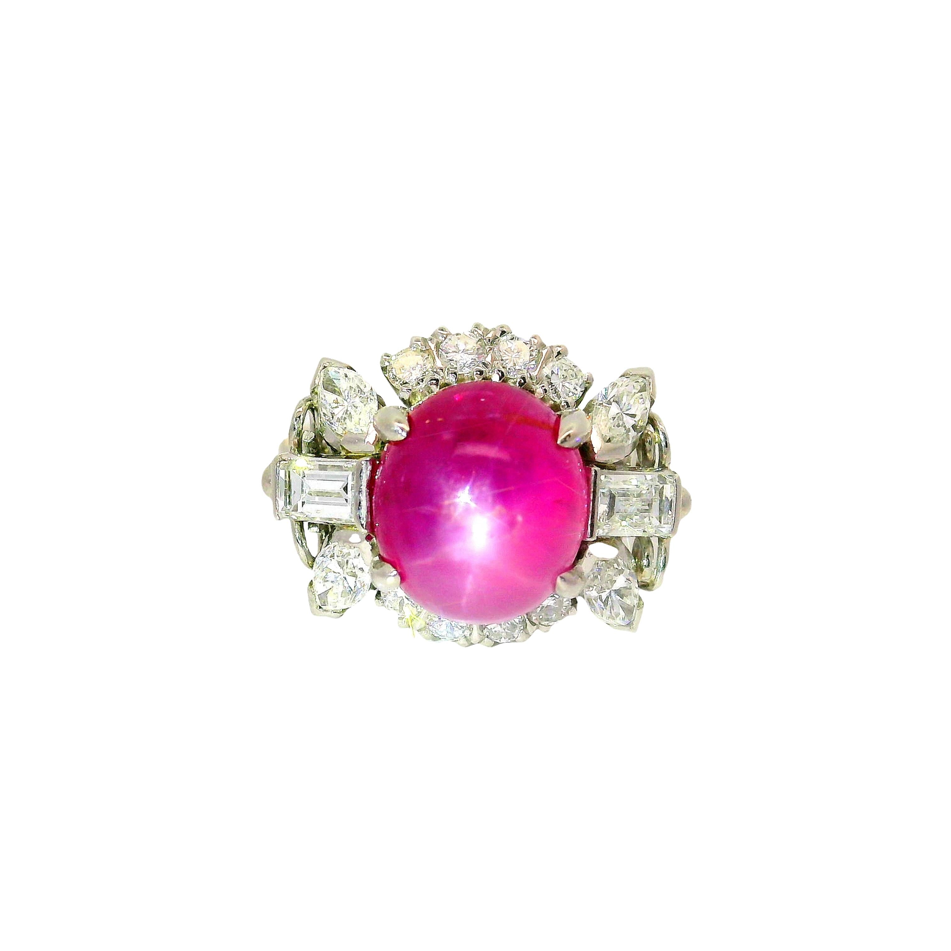 5.00 Carat Star Ruby Diamond Platinum Ring
