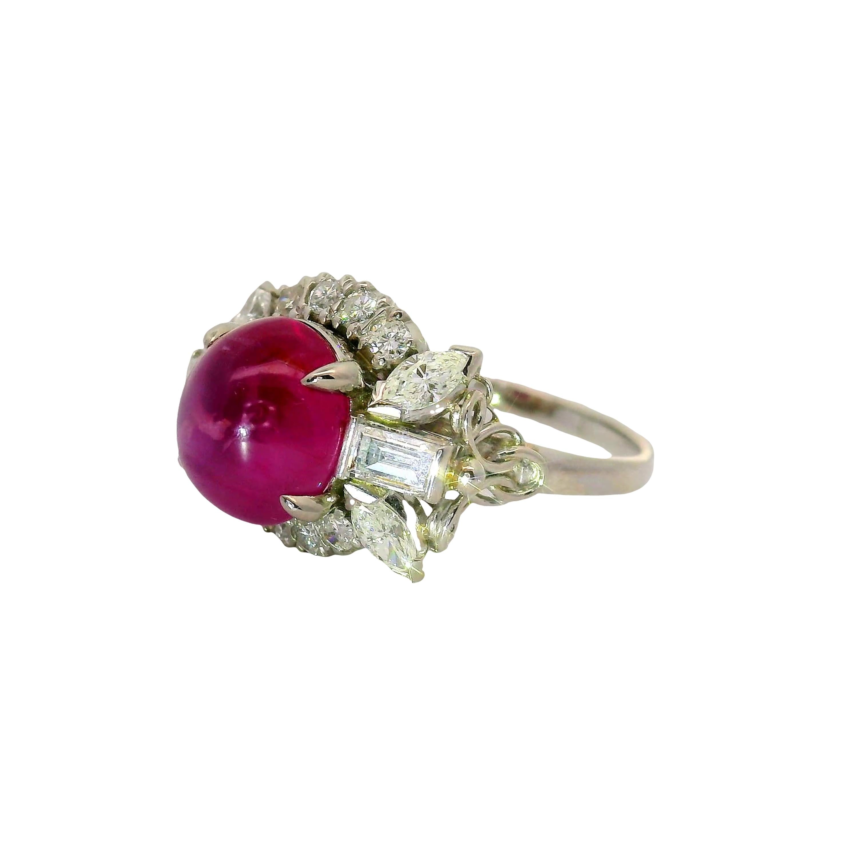 5.00 Carat Star Ruby Diamond Platinum Ring