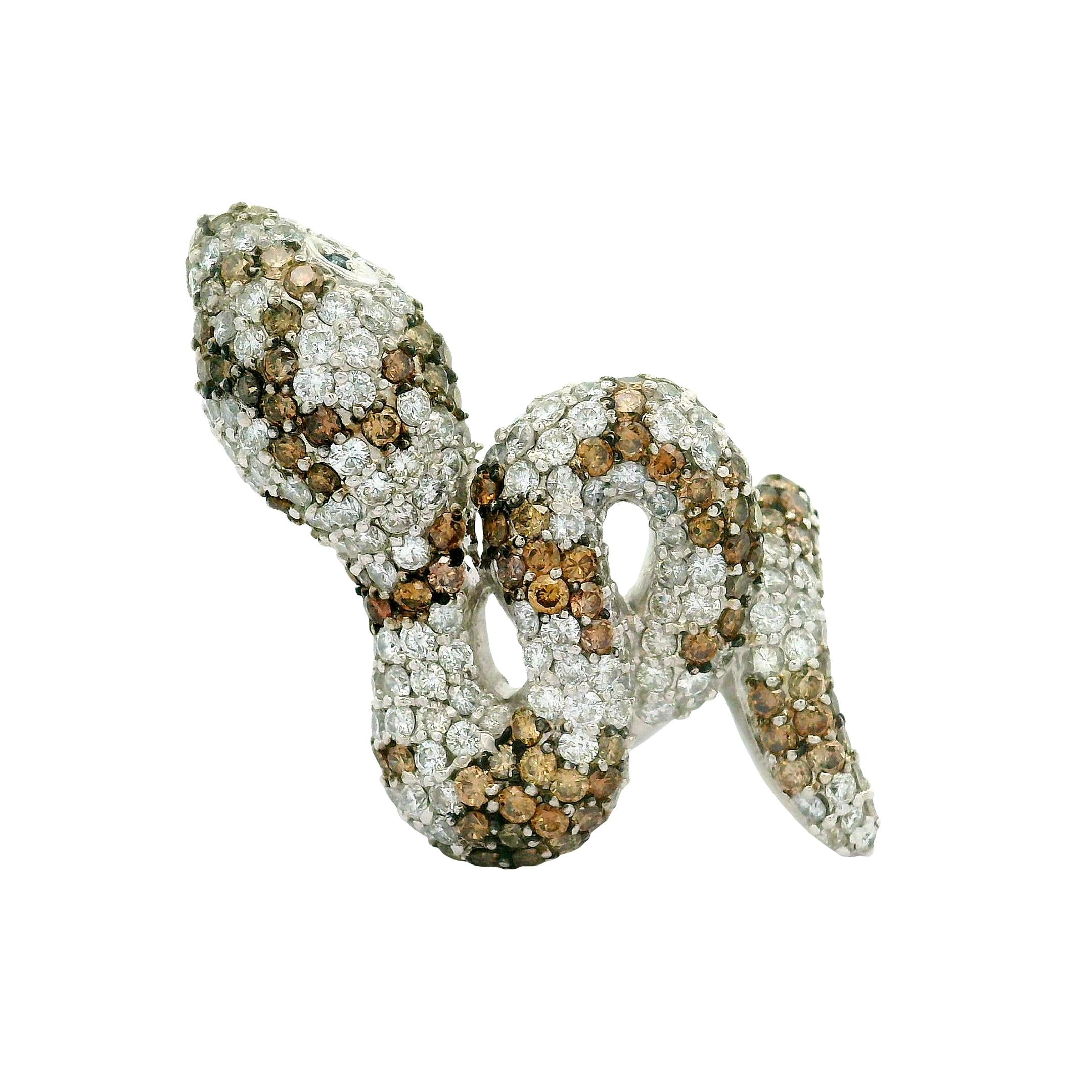 Diamond 18K White Gold Snake Ring