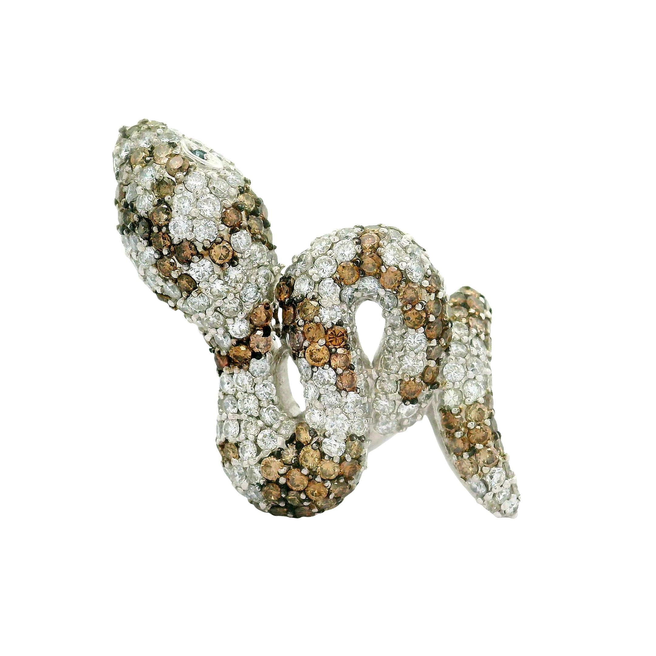 Diamond 18K White Gold Snake Ring