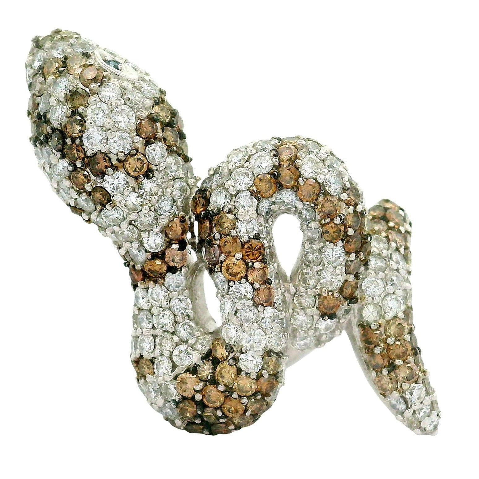 Diamond 18K White Gold Snake Ring