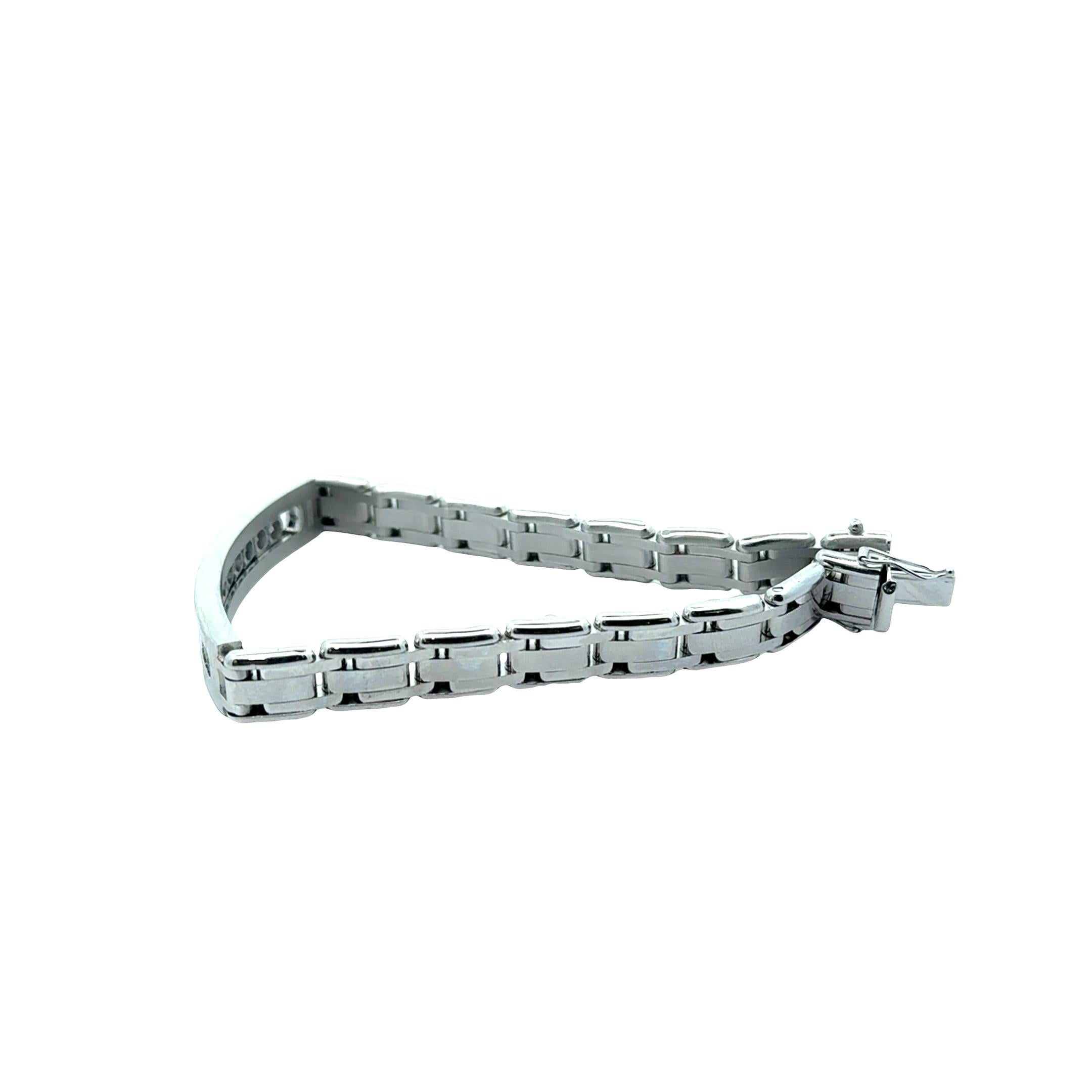 14K White Gold Diamond Slide-Bezel Link Italian Men's Bracelet