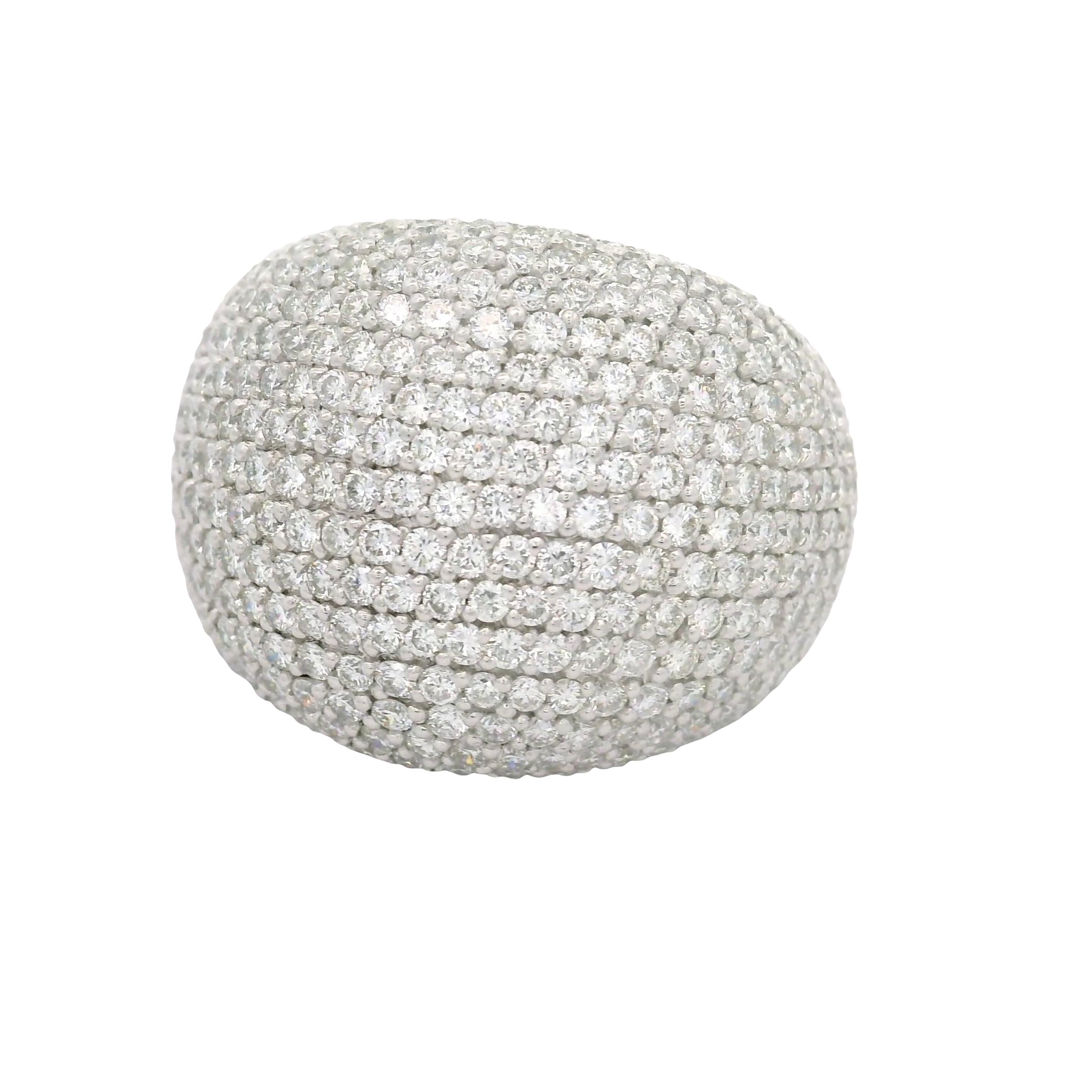 Diamond 18K White Gold Pave Dome Wide Ring