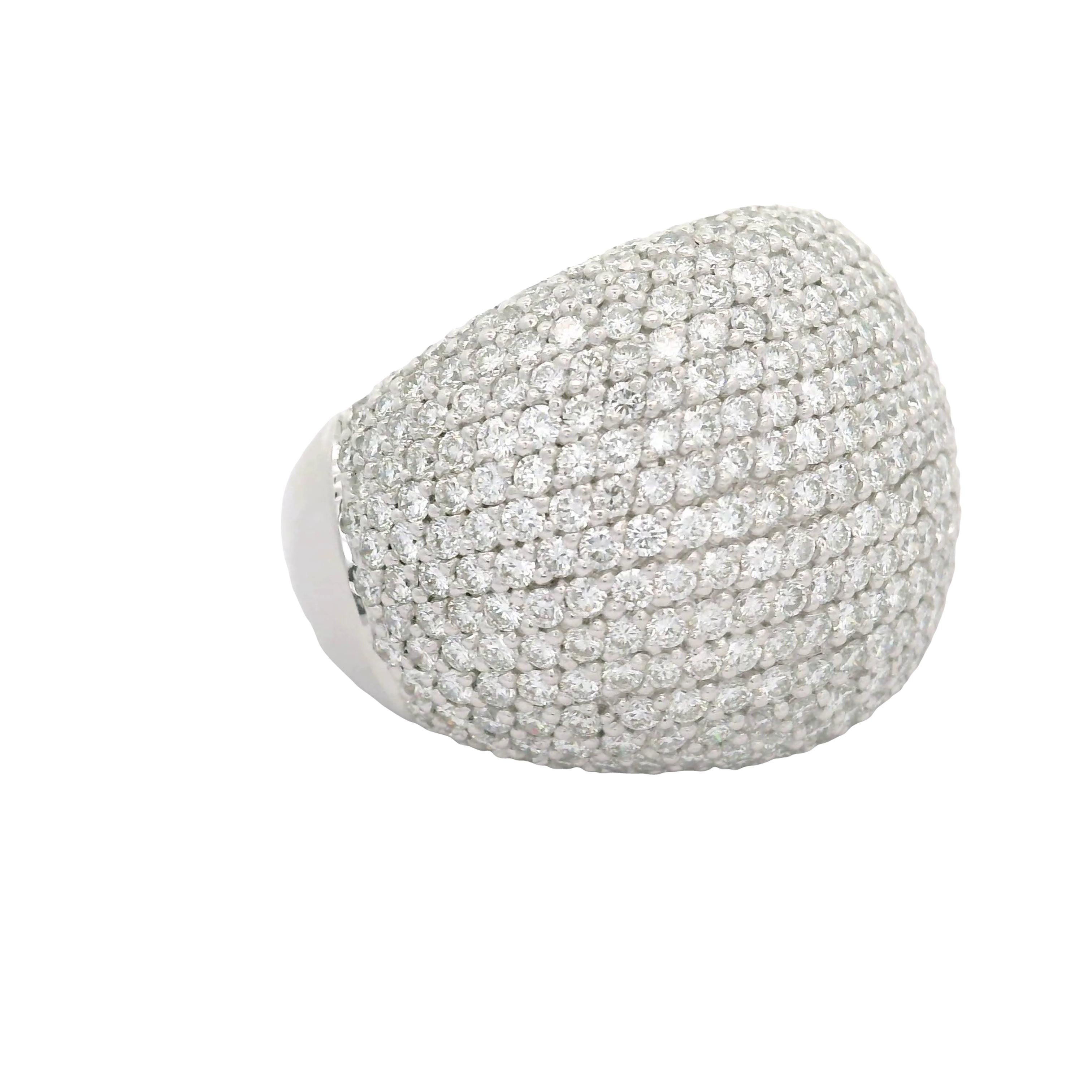 Diamond 18K White Gold Pave Dome Wide Ring