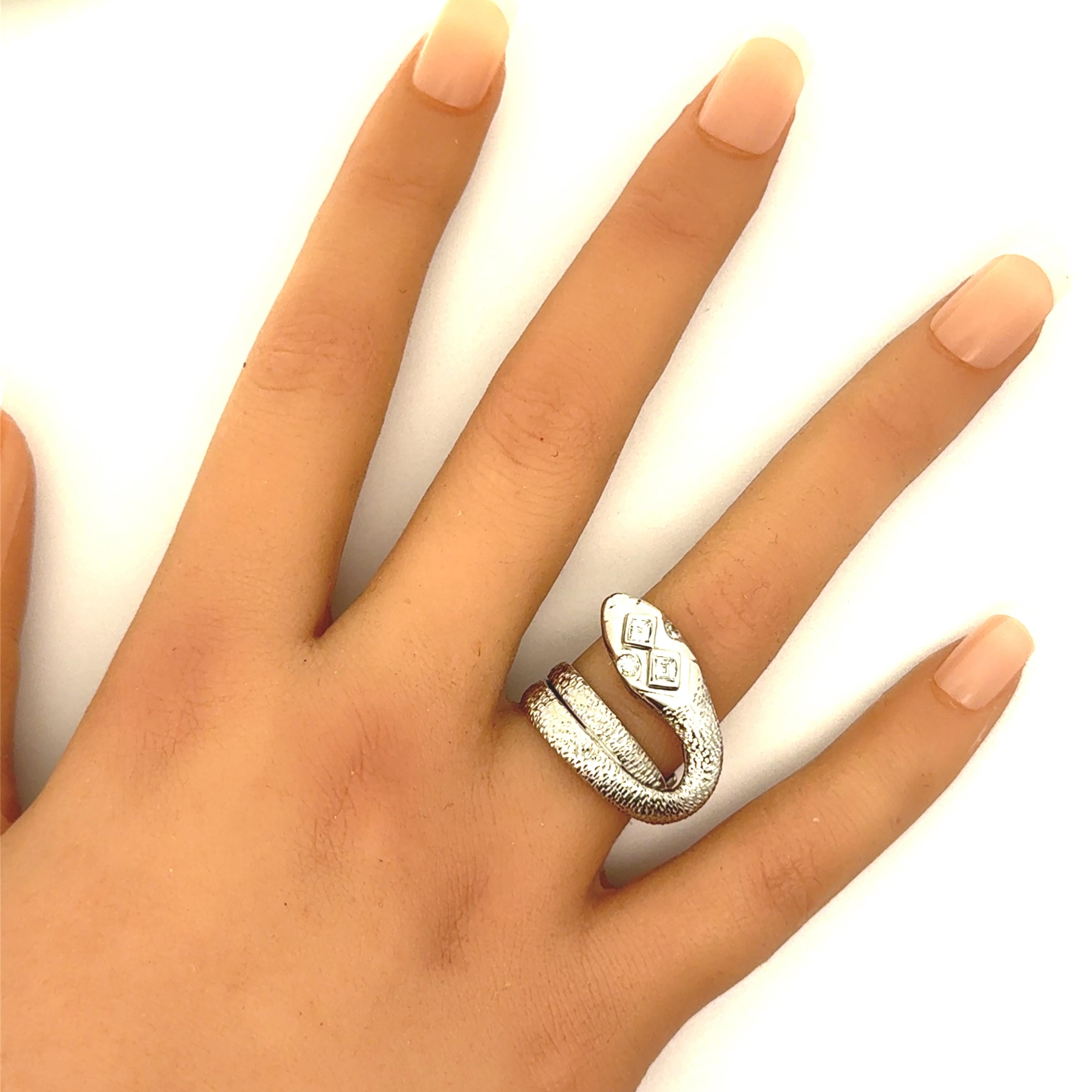 Diamond Platinum Coiled Snake Ring