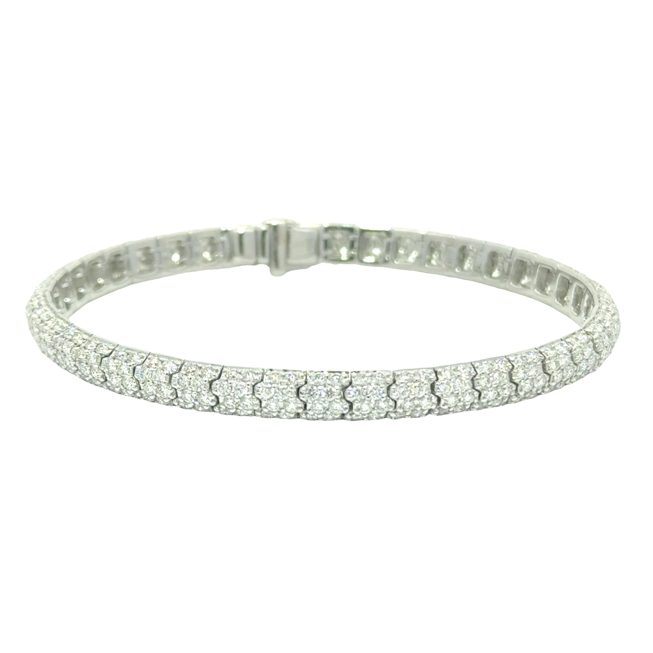 Diamond 18K White Gold Pave Eternity Bracelet