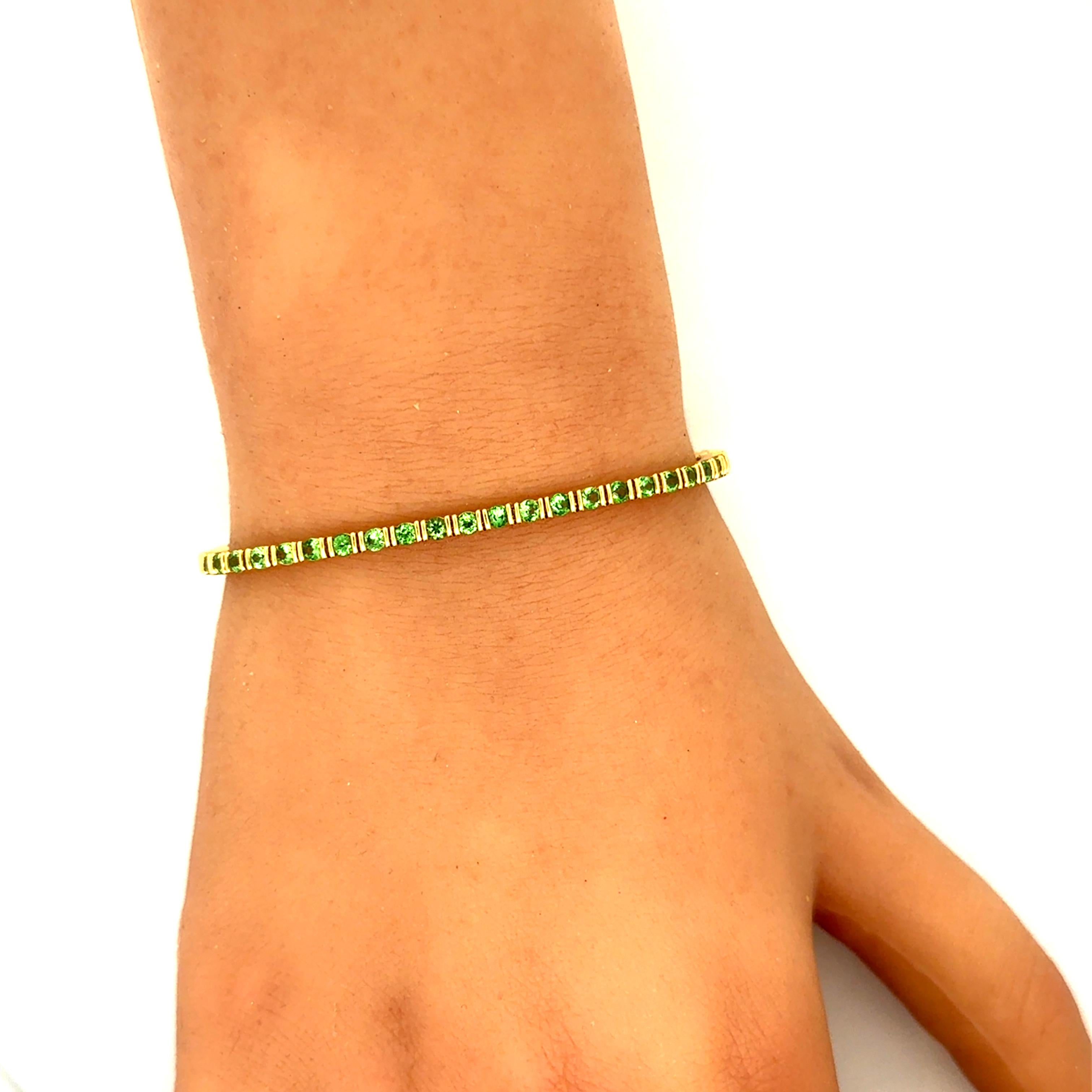 Jean Vitau Tsavorite 18K Yellow Gold Tennis Bracelet