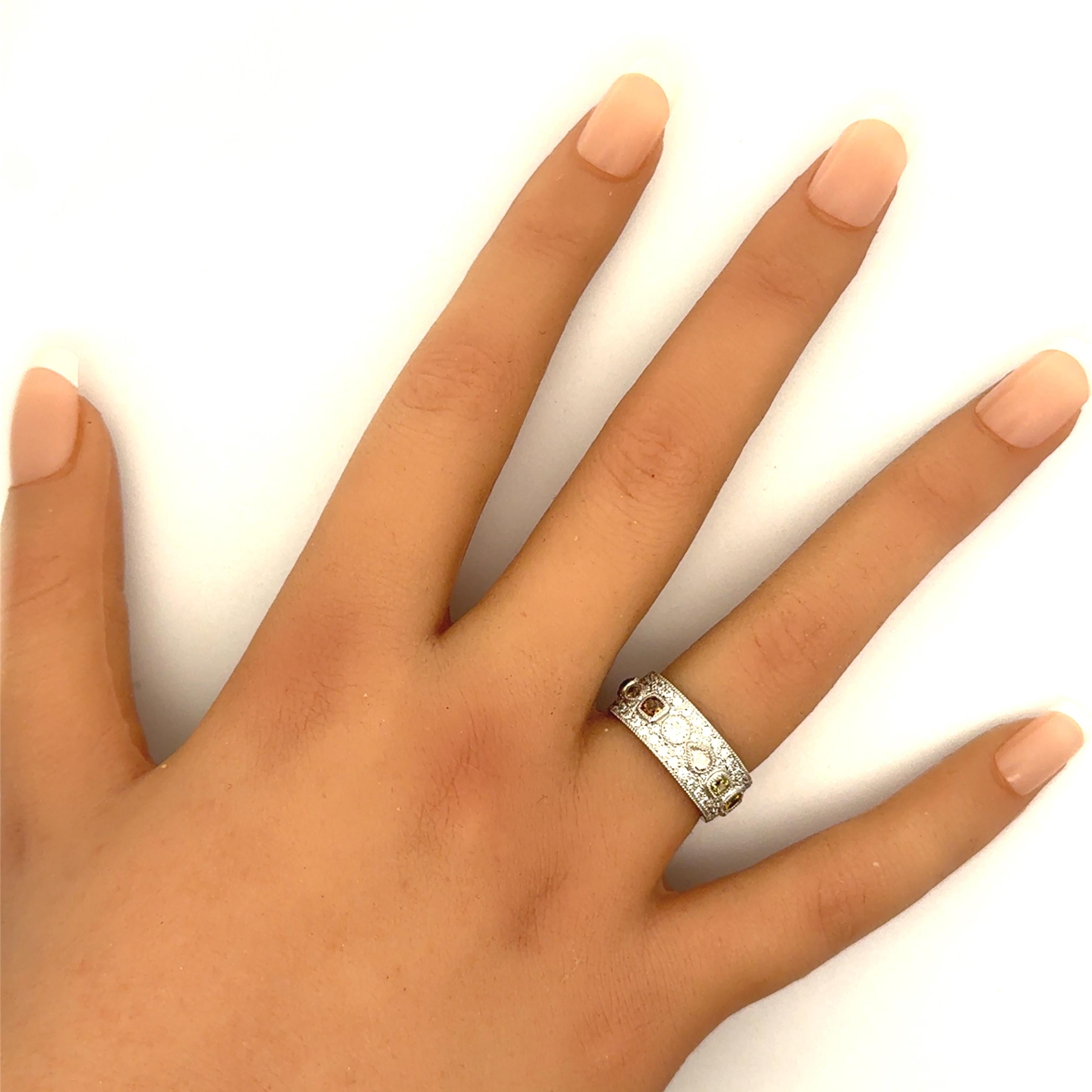 Diamond Platinum & 18K Gold Pave Band