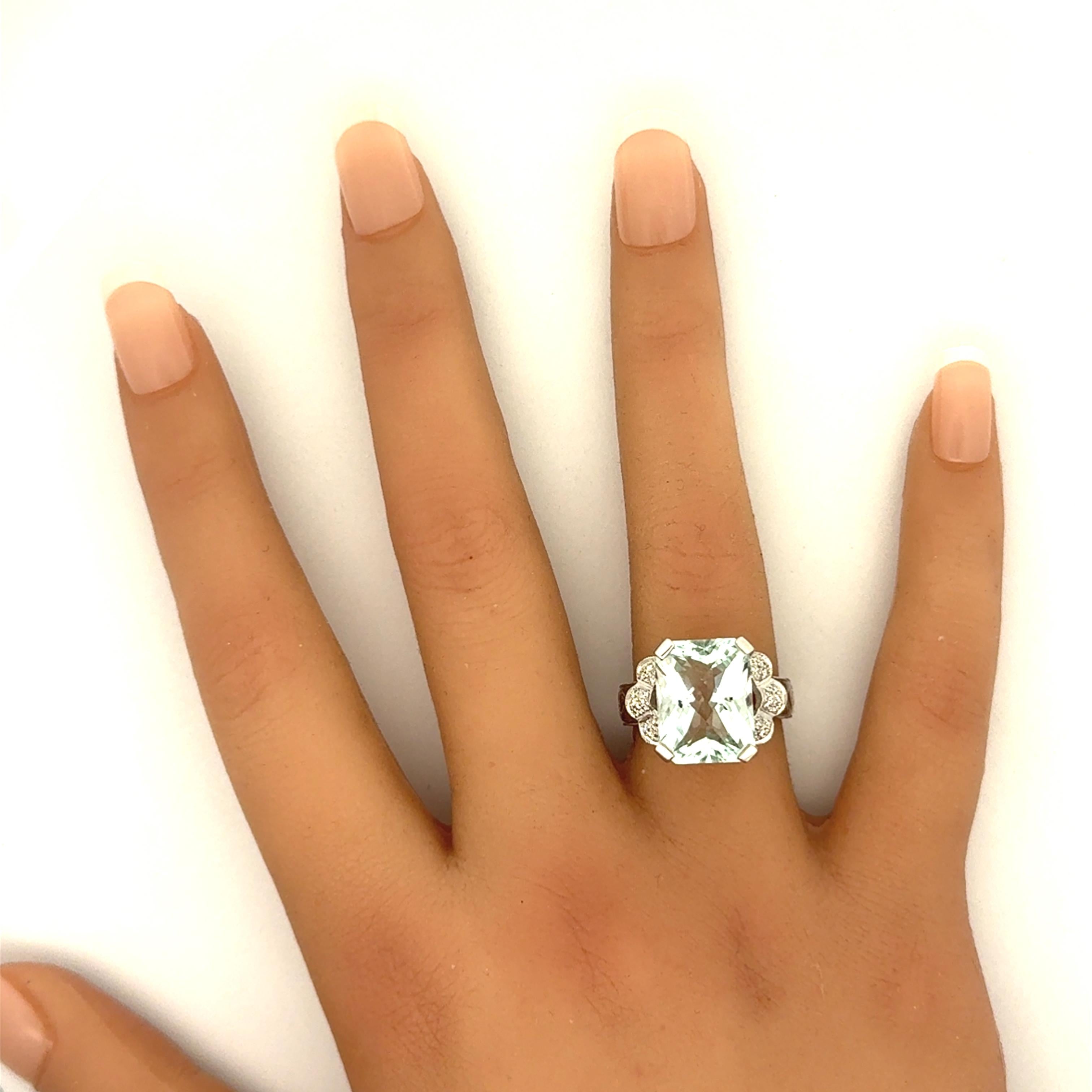 8.11 Carat Aquamarine Diamond 18K White Gold Ring
