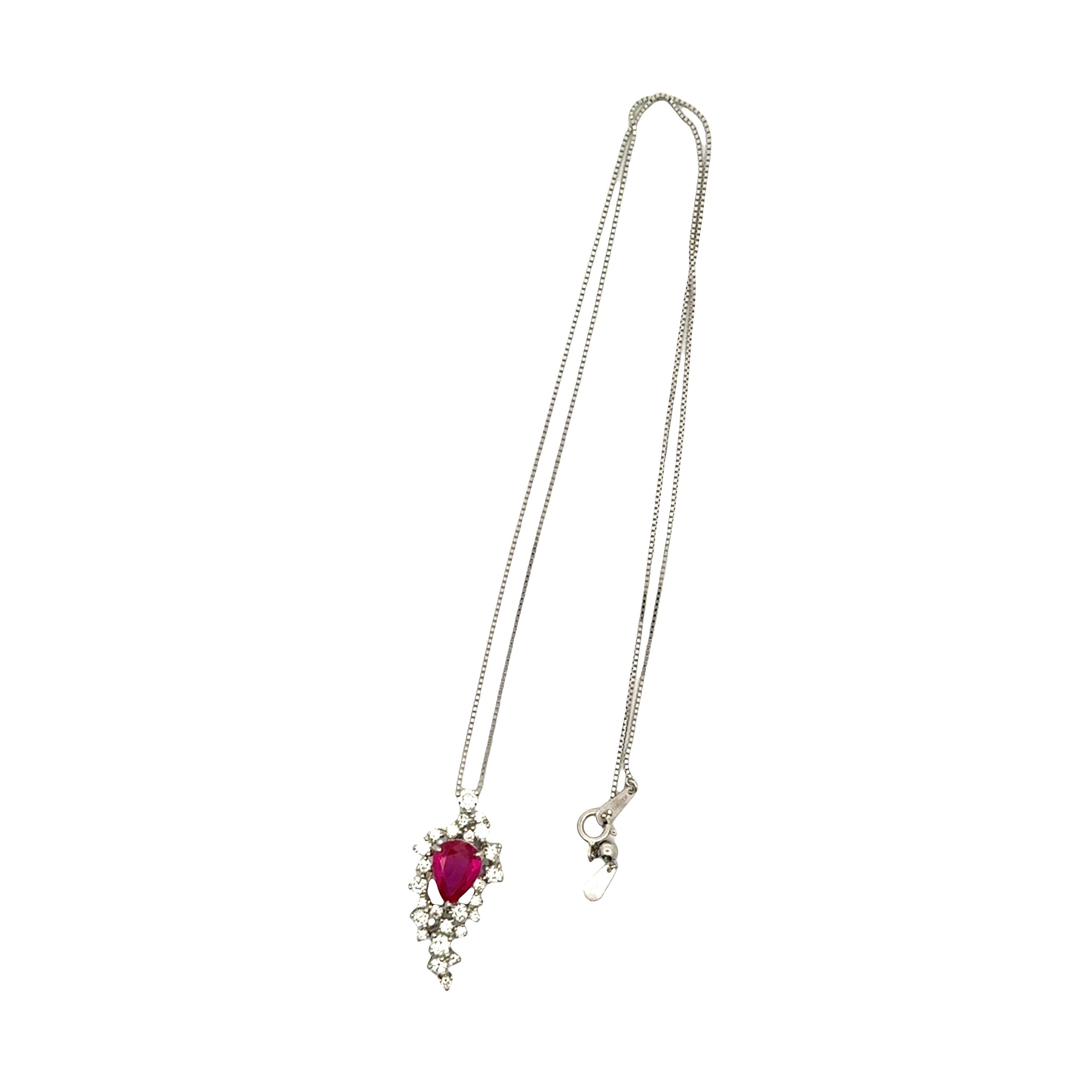 2.11 Carat Burmese Ruby Diamond Platinum Pendant Necklace, GIA Certified