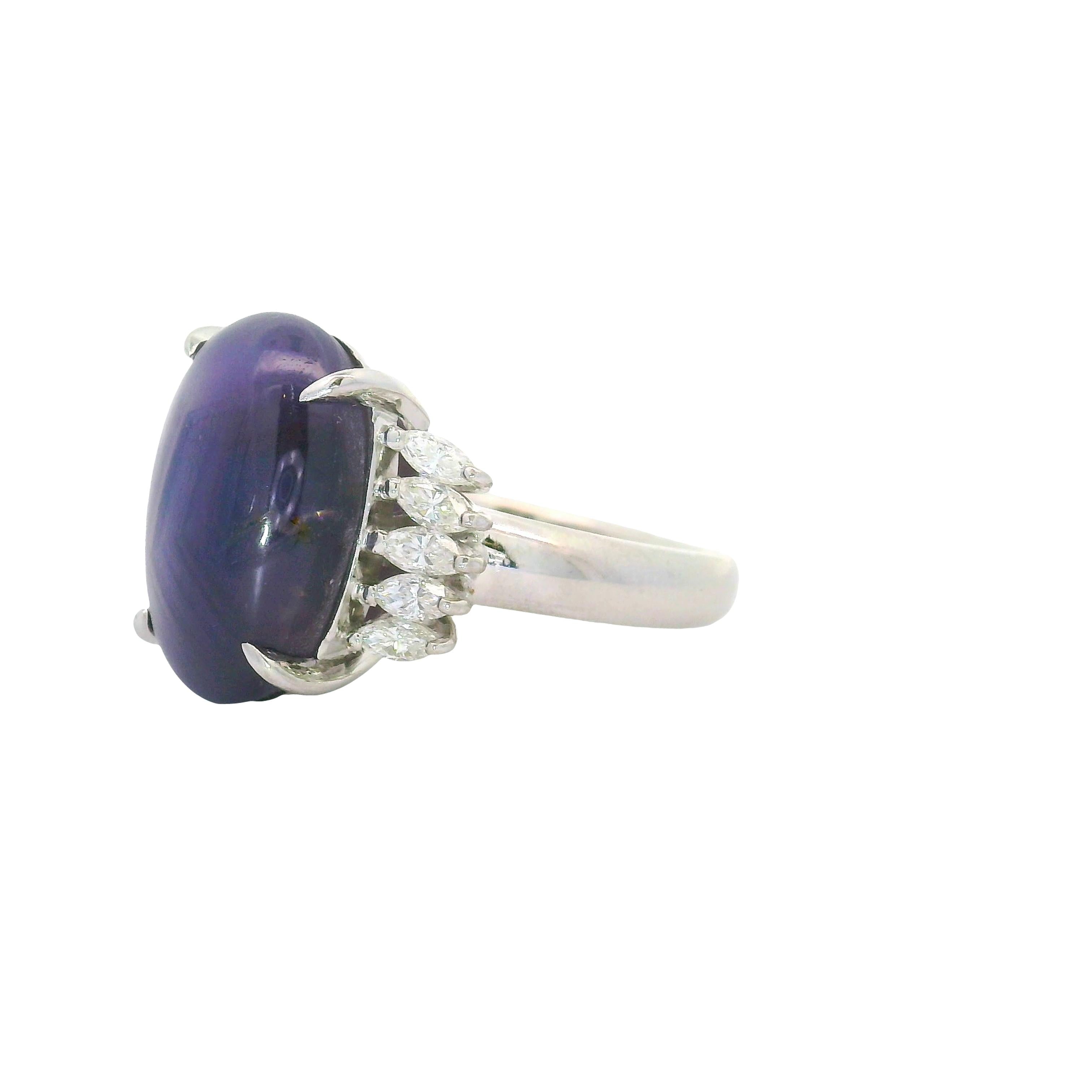 12.13 Carat Purple Star Sapphire Diamond Platinum Ring