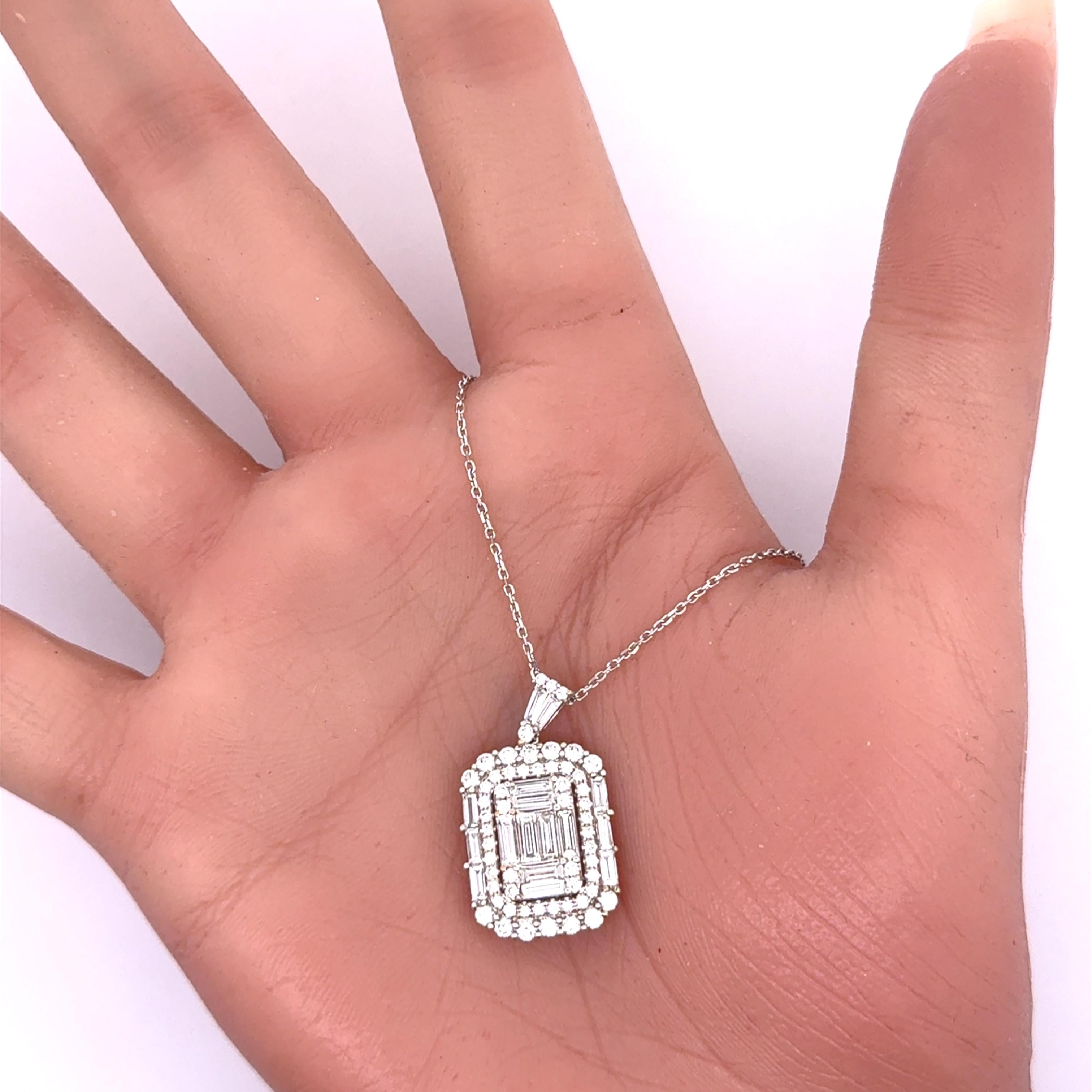 Diamond 18K White Gold Art-Deco-Style Pendant Chain