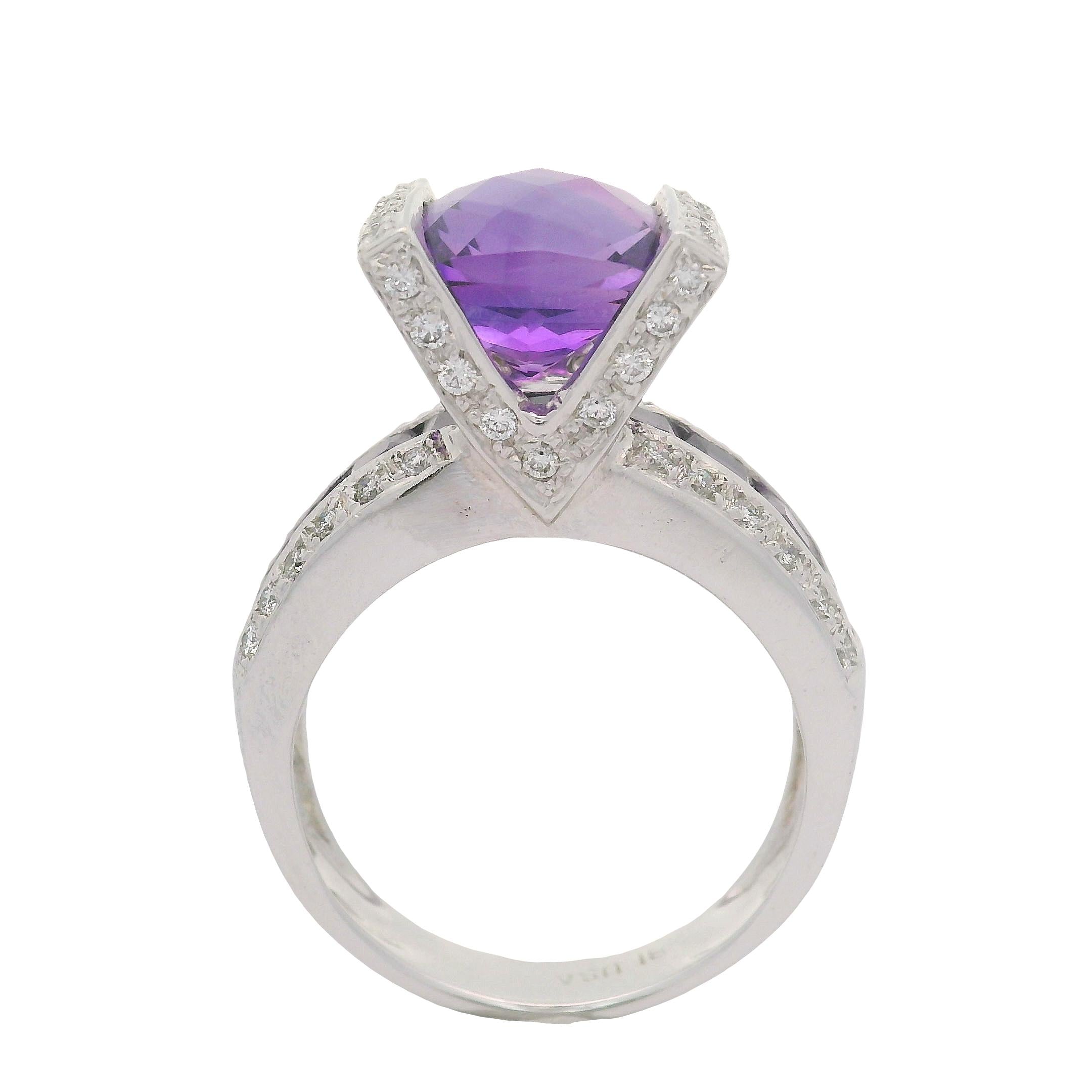 Bellari Amethyst Diamond 18K White Gold Ring