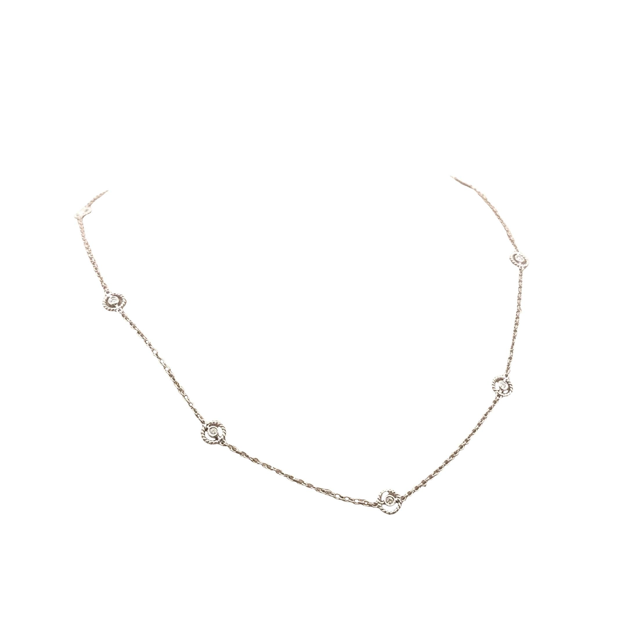 Diamond-by-the-Yard 18K White Gold Bezel-Set Necklace