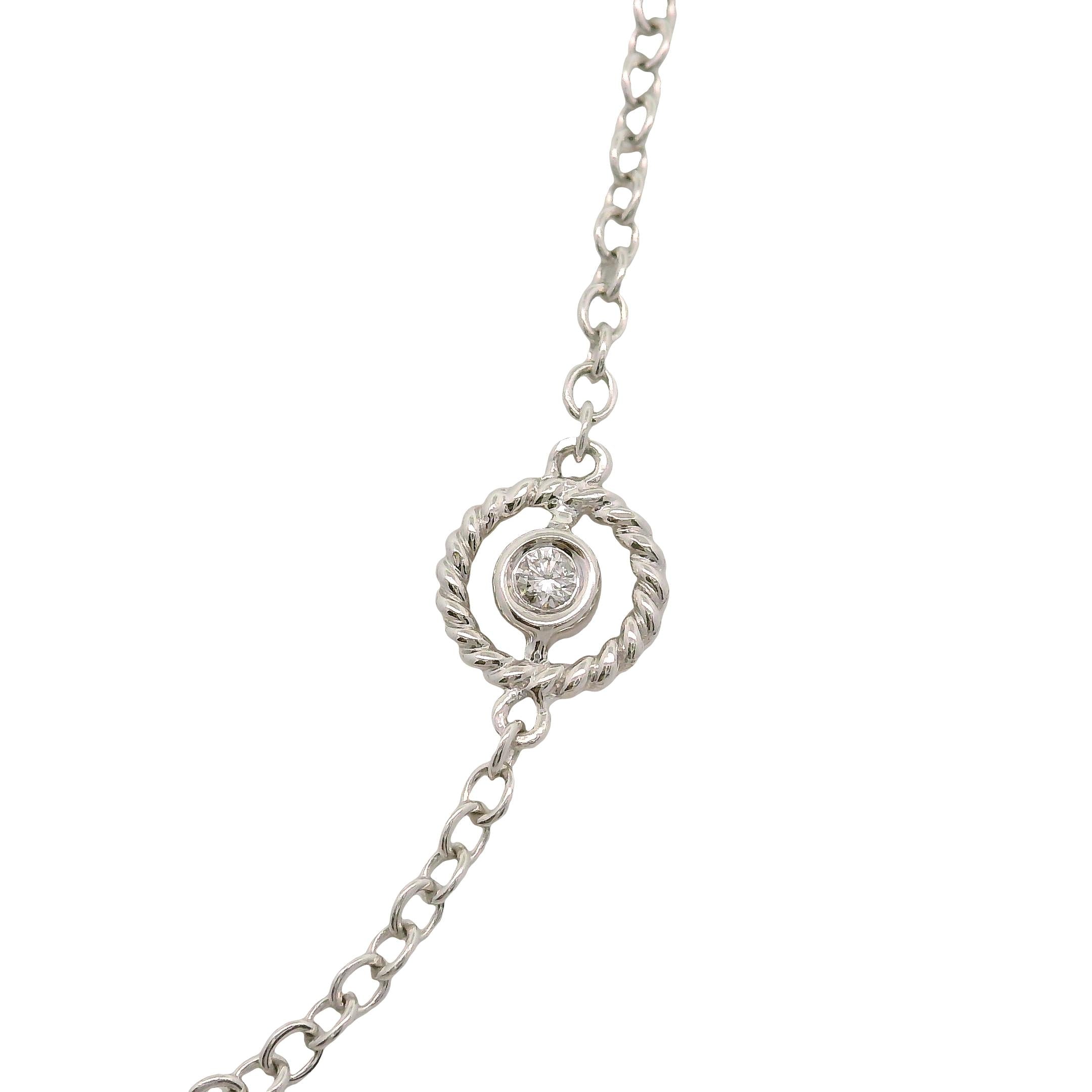 Diamond-by-the-Yard 18K White Gold Bezel-Set Necklace