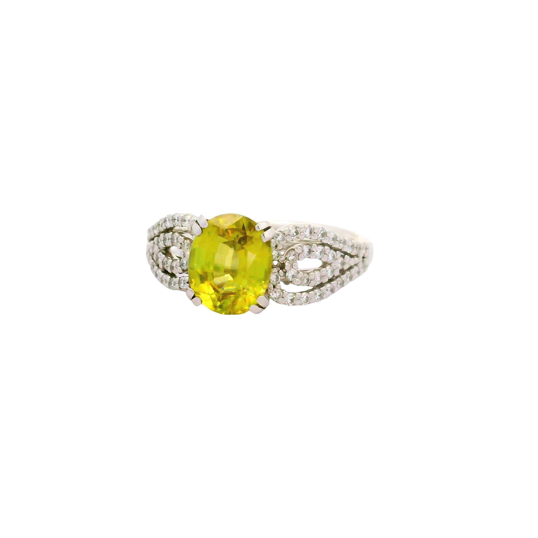 Sphene Diamond Platinum Halo Ring