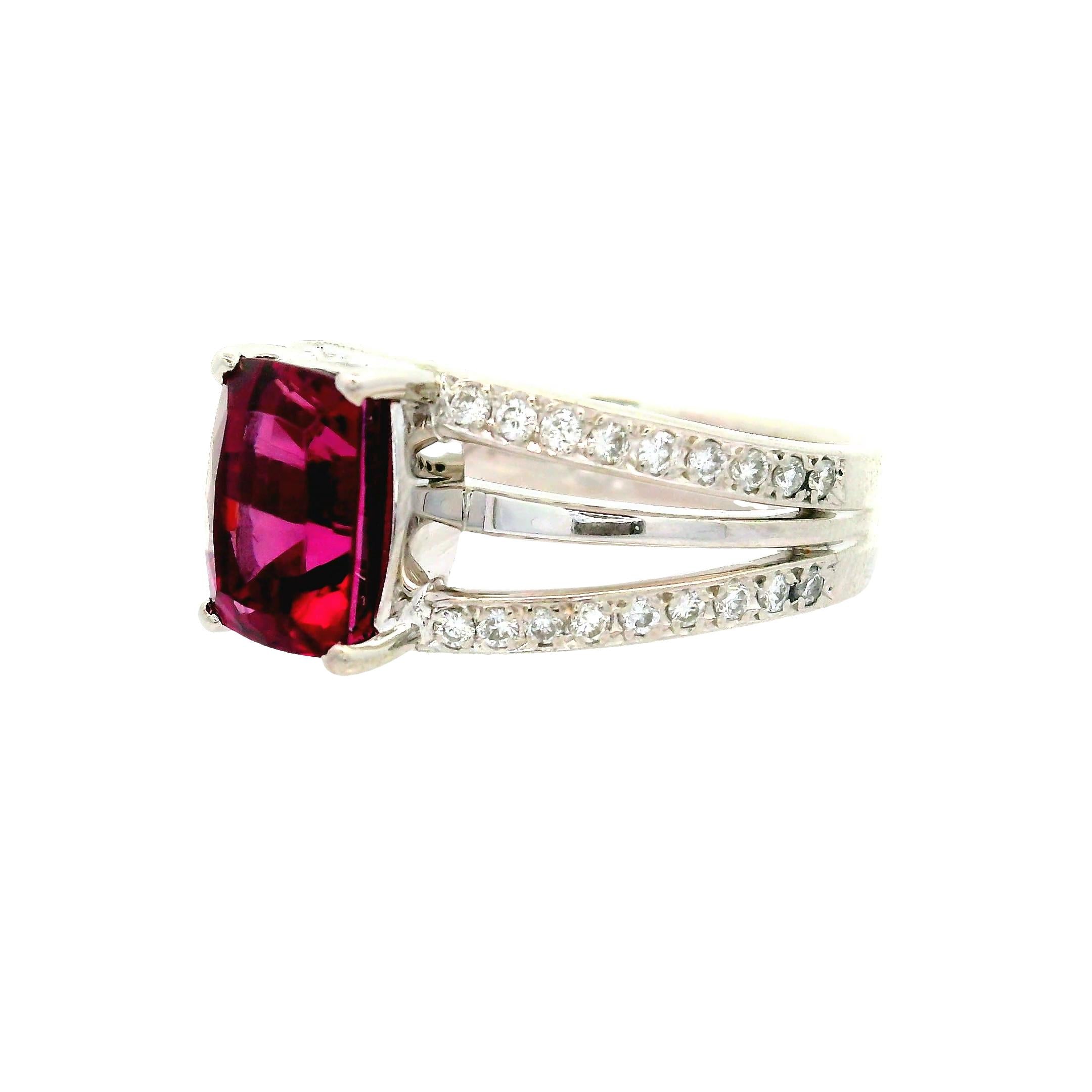 3.62 Carat Rhodolite Garnet Diamond Platinum Ring