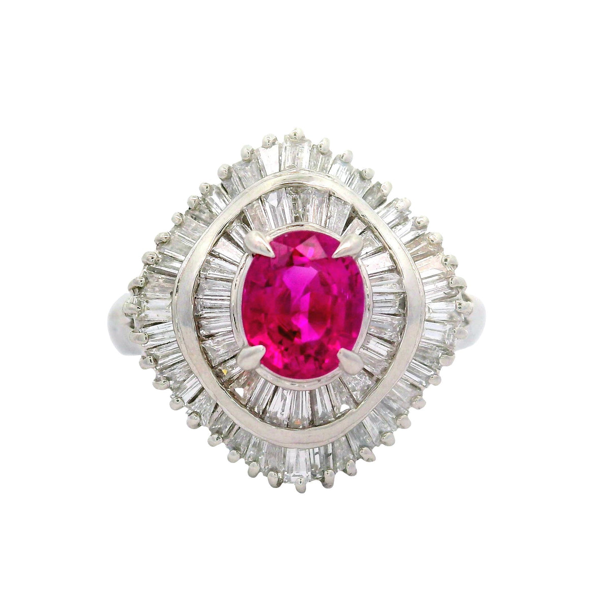 Pink Sapphire Diamond Platinum Ring, GIA Certified