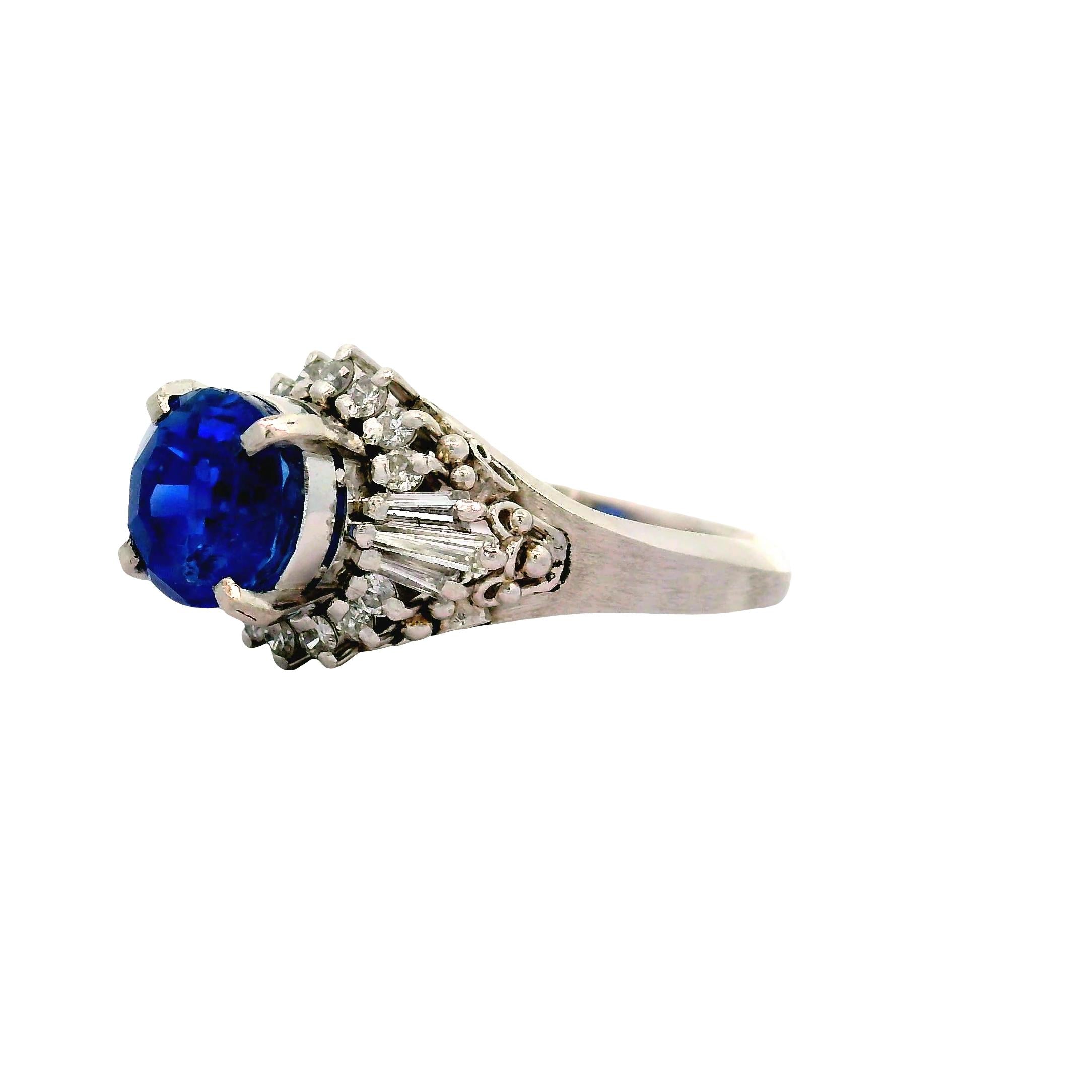 4.62 Carat No-Heat Ceylon Blue Sapphire Diamond Platinum Ring, GIA Certified
