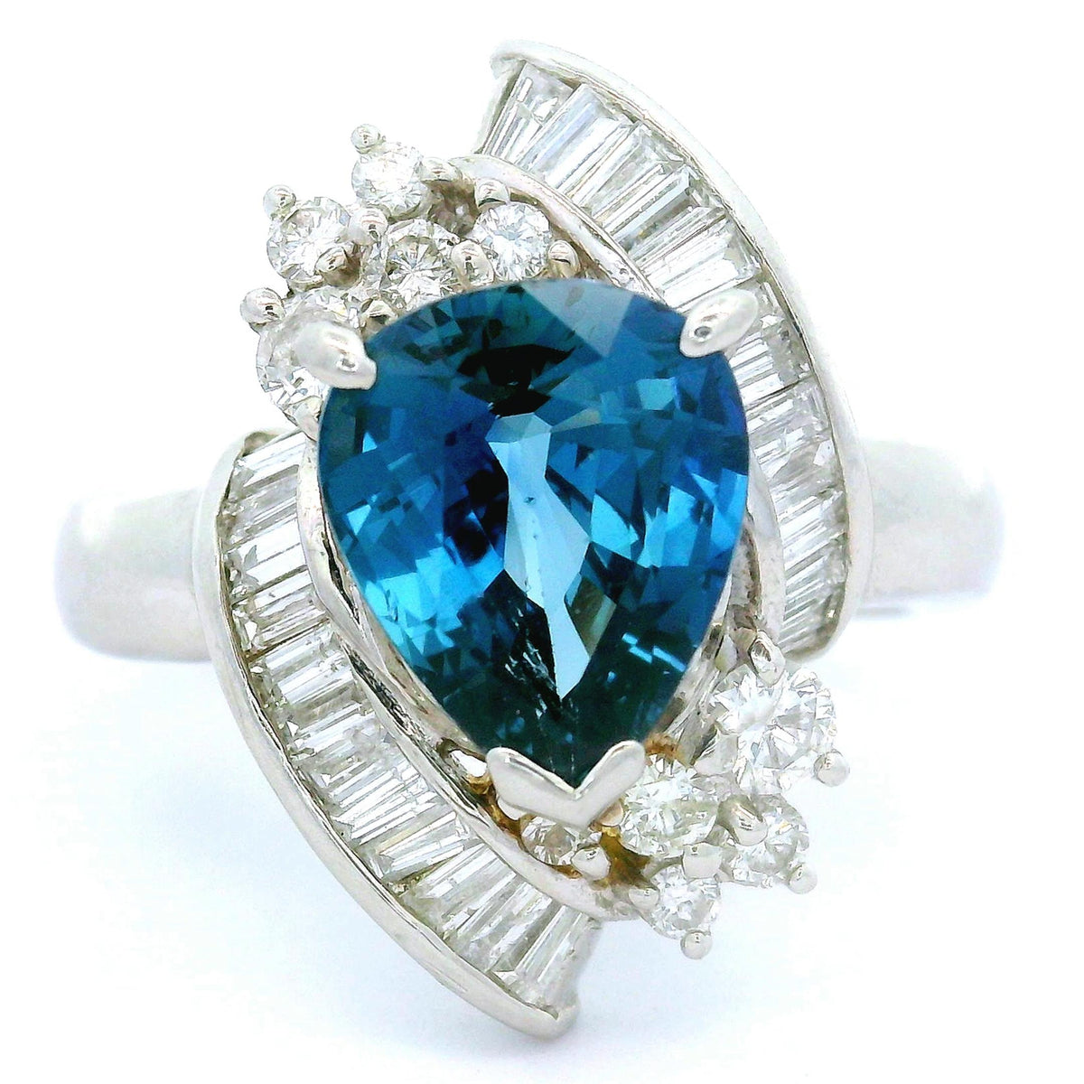 Blue Sapphire Diamond Platinum Ring