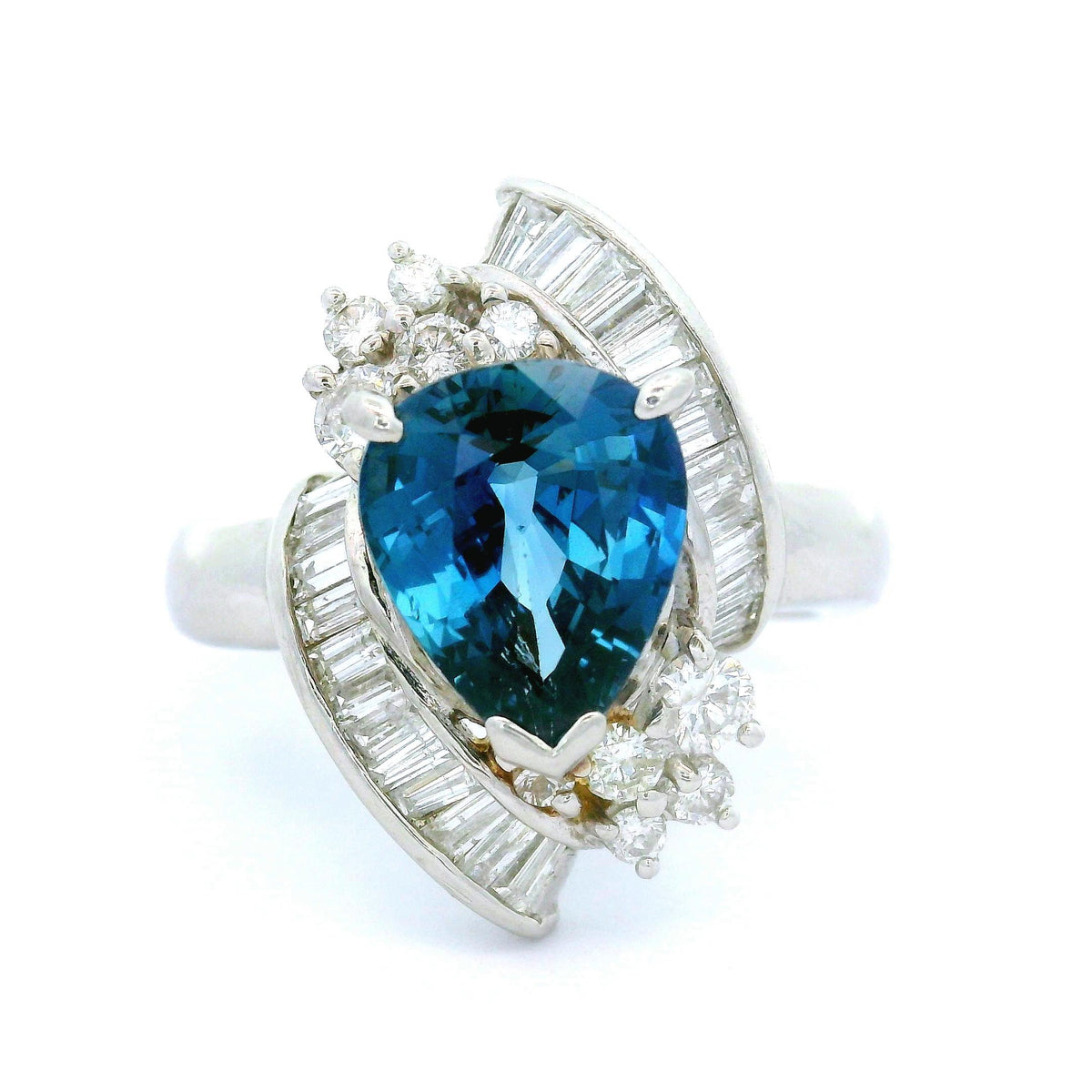 Blue Sapphire Diamond Platinum Ring