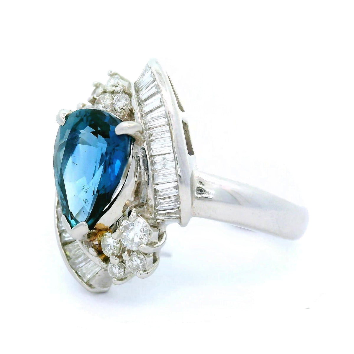 Blue Sapphire Diamond Platinum Ring