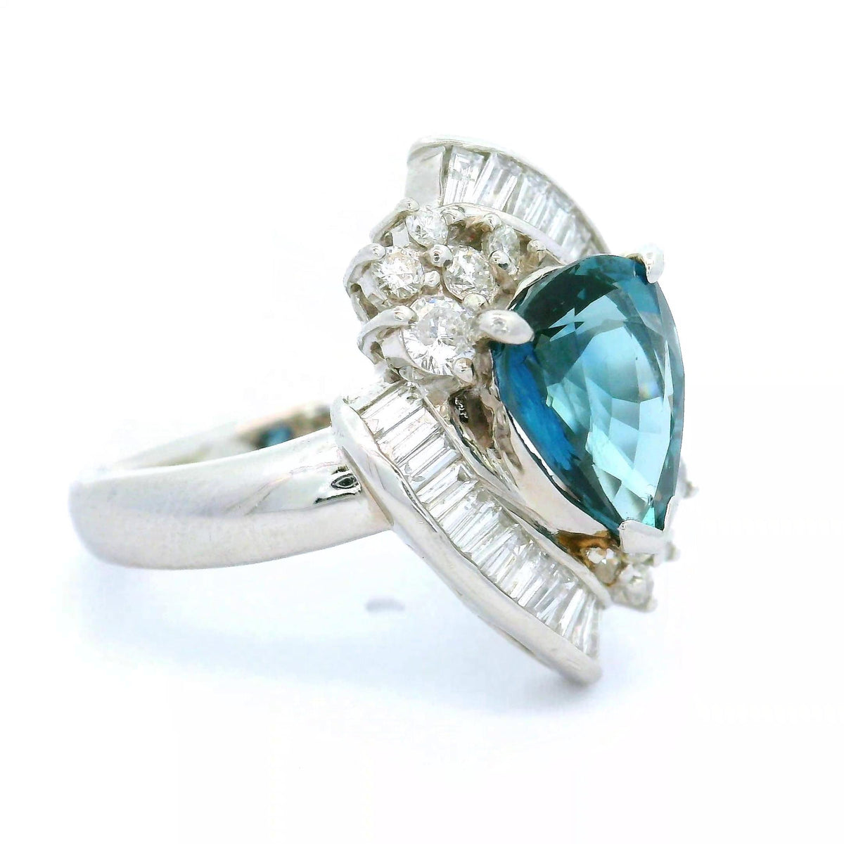 Blue Sapphire Diamond Platinum Ring