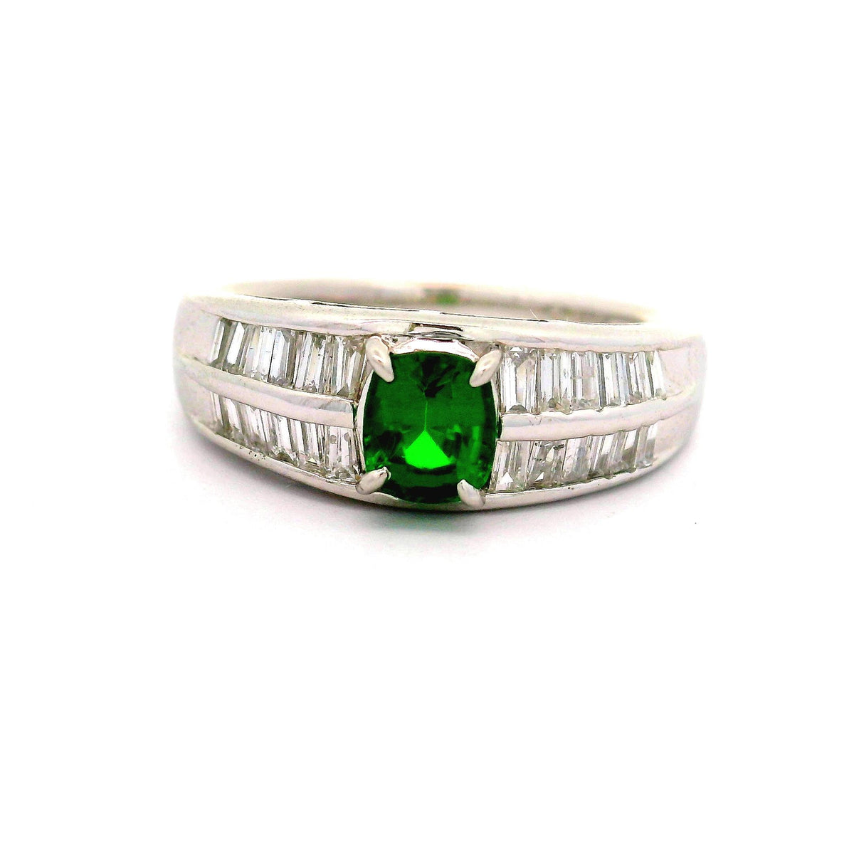 Tsavorite Garnet Diamond Platinum Ring